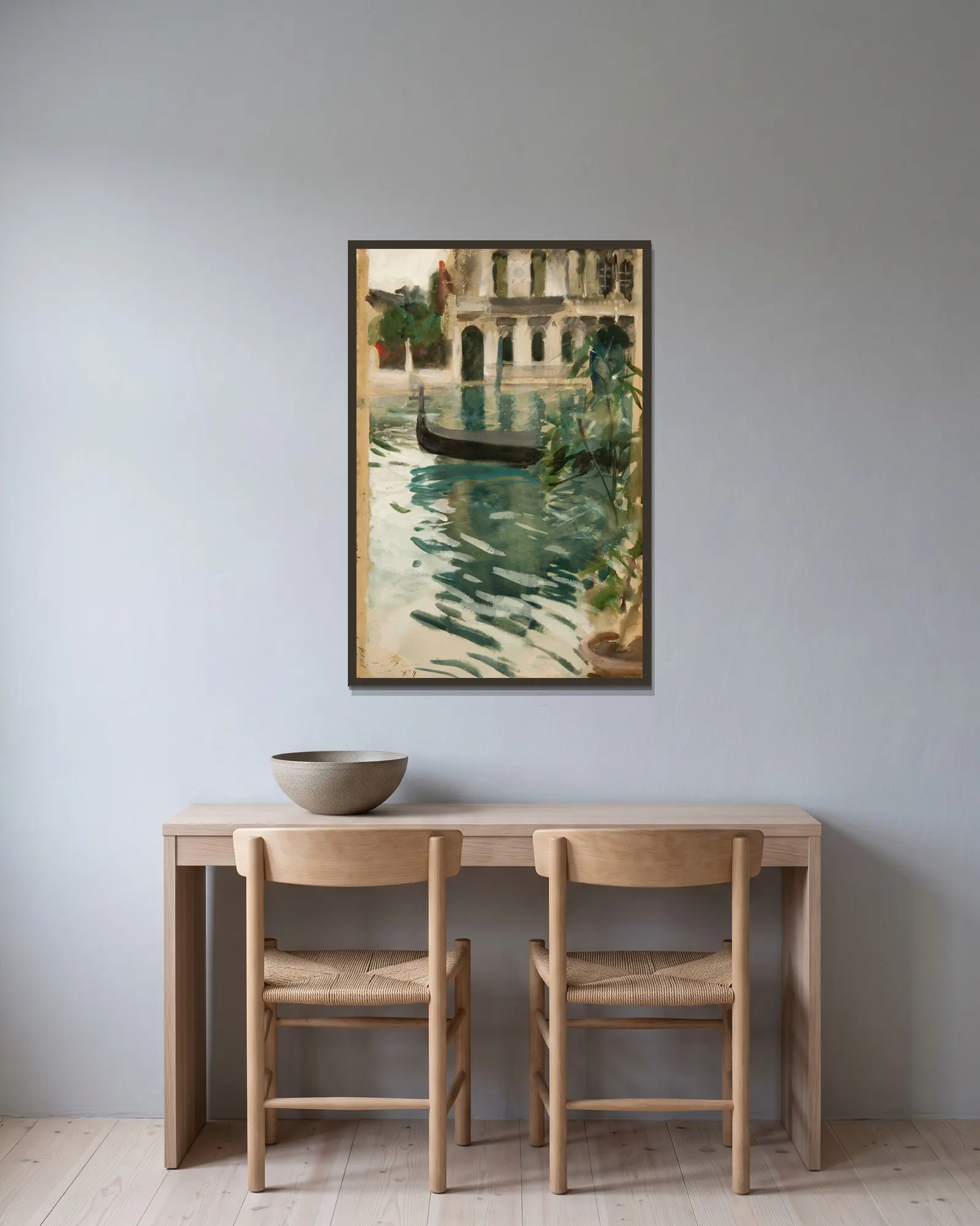 Gondol, Venedig av Anders Zorn inramad på en vägg