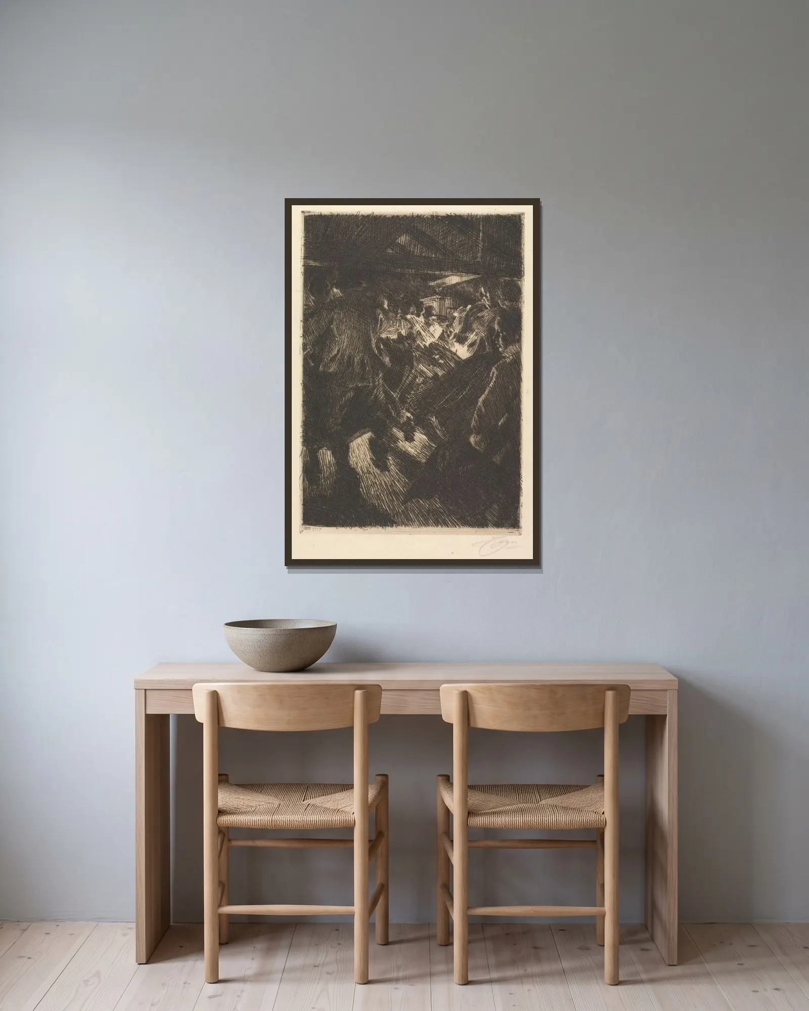 Gopsmor Cottage av Anders Zorn inramad på en vägg