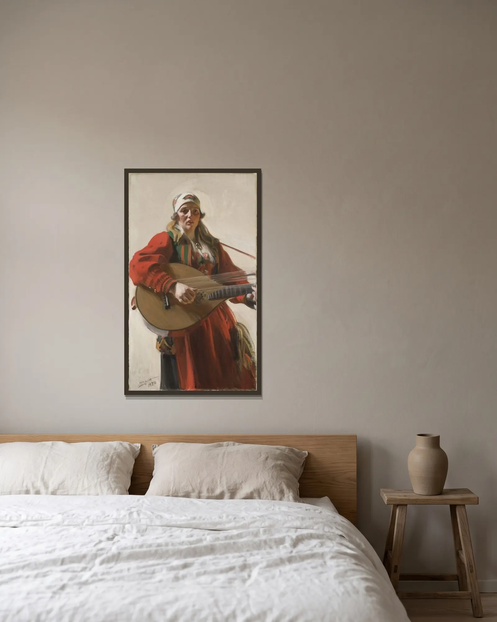 Hemlandstoner av Anders Zorn inramad på en vägg