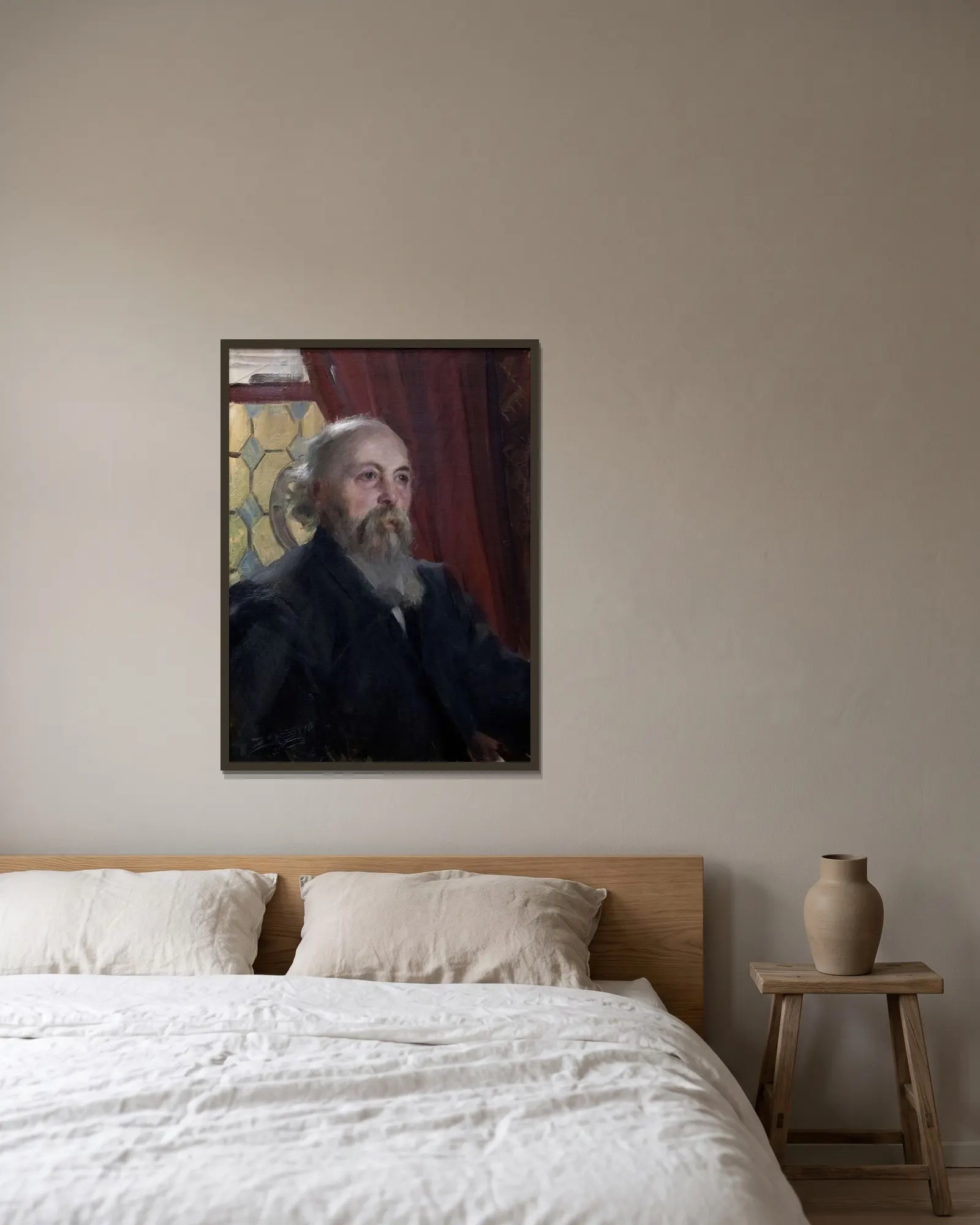 Jacques Thiel av Anders Zorn inramad på en vägg