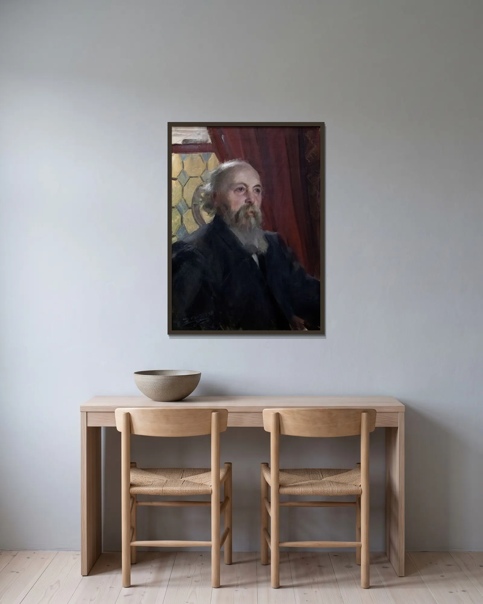 Jacques Thiel av Anders Zorn inramad på en vägg