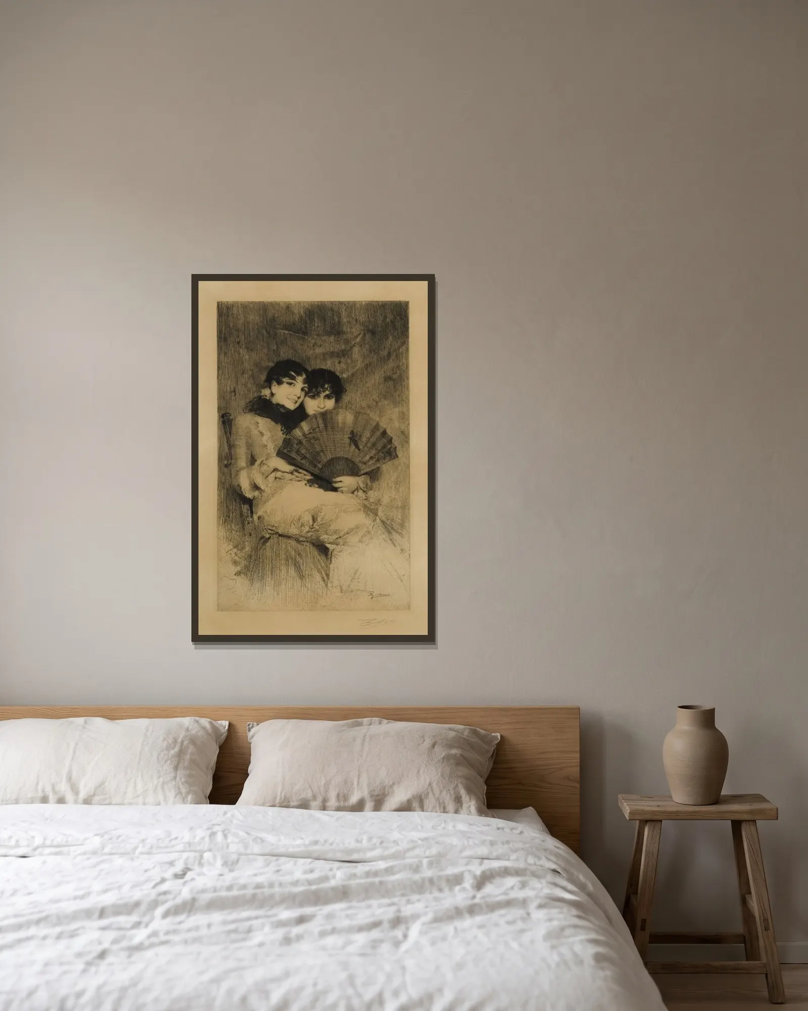 Kusinerna (The Cousins) av Anders Zorn inramad på en vägg