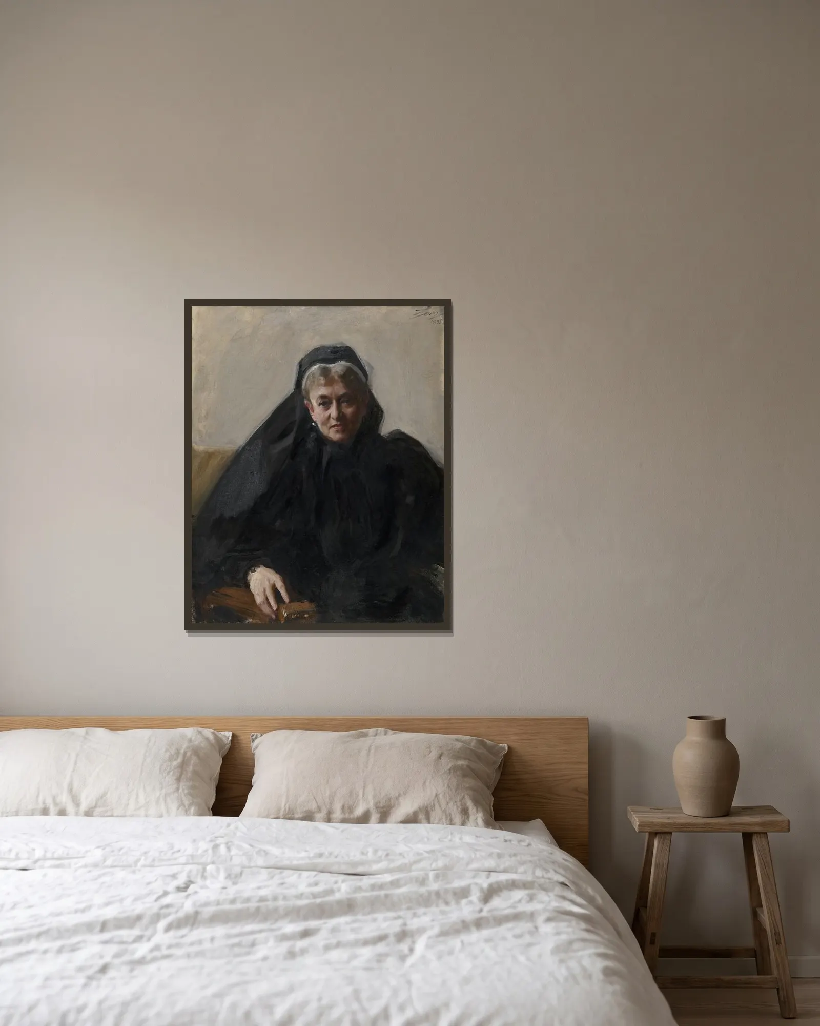 Maria Sheldon Scammon av Anders Zorn inramad på en vägg