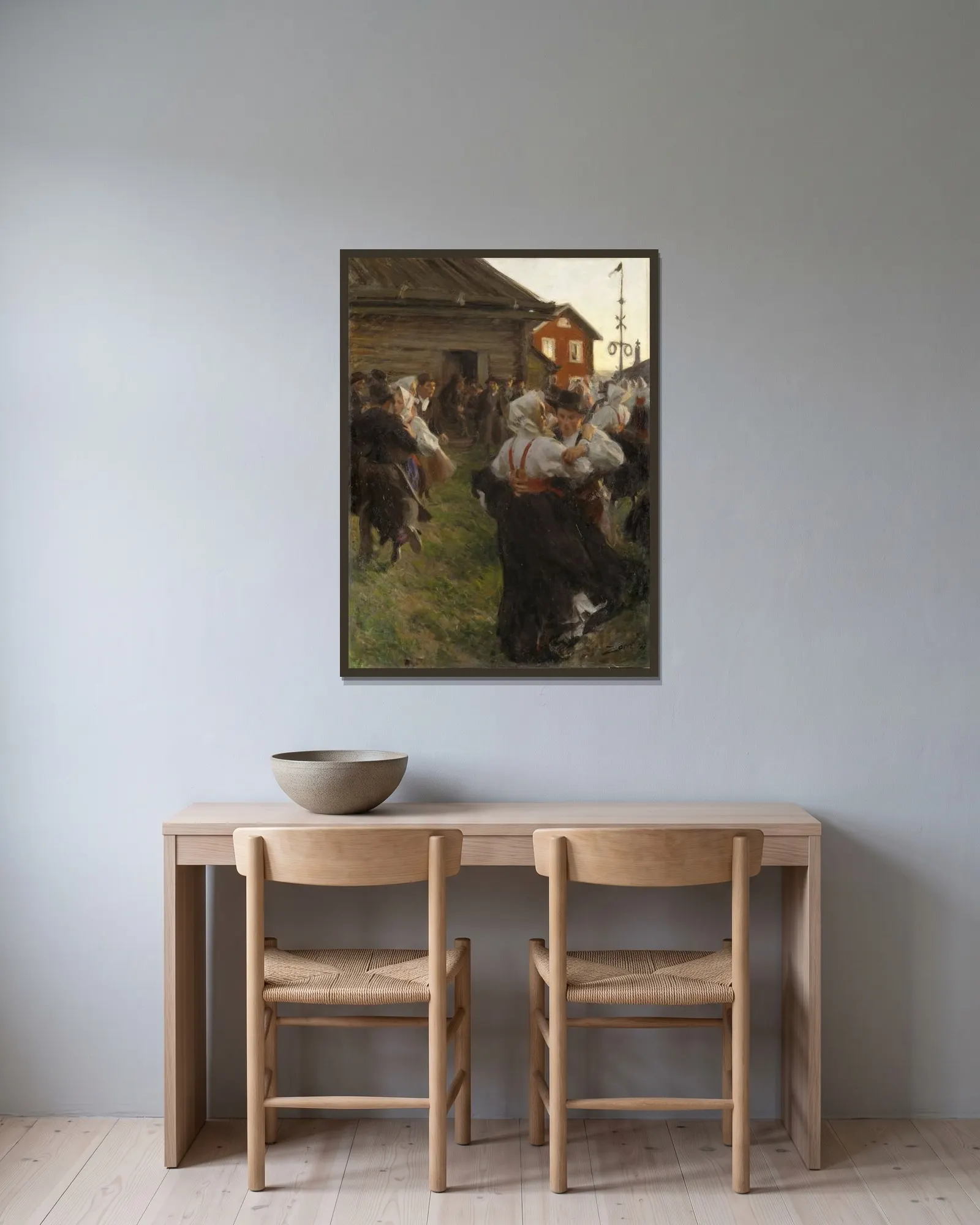Midsummer Dance av Anders Zorn inramad på en vägg