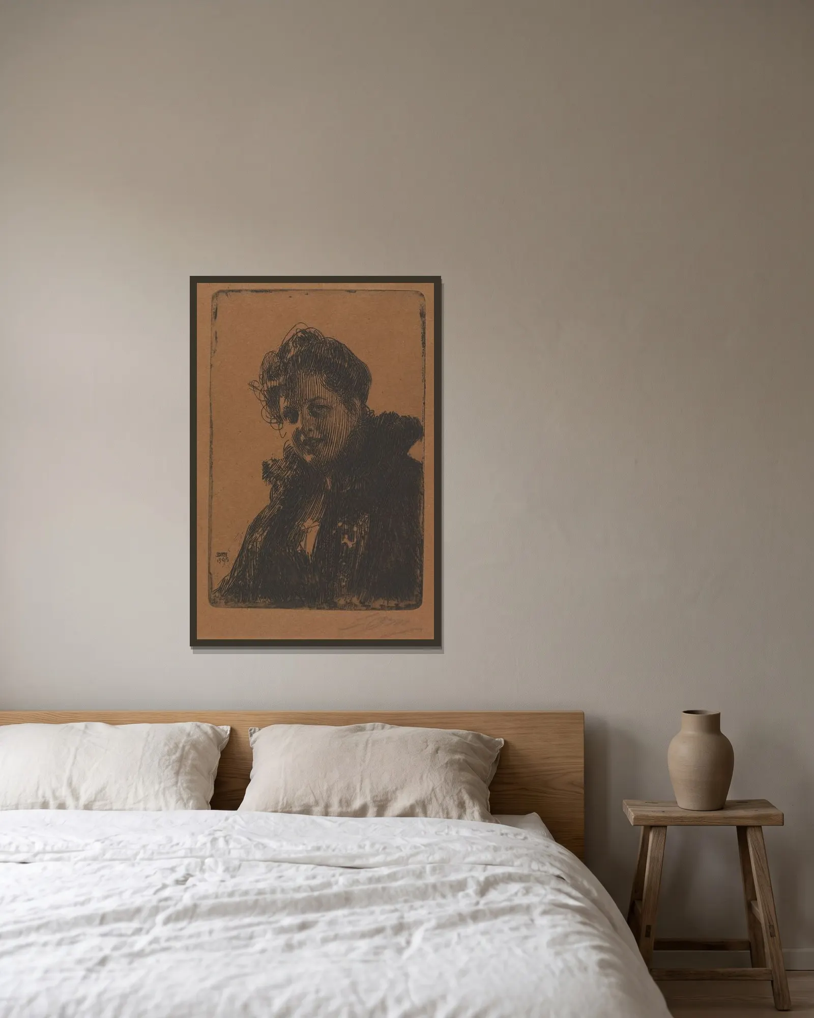 Mme. Granberg av Anders Zorn inramad på en vägg