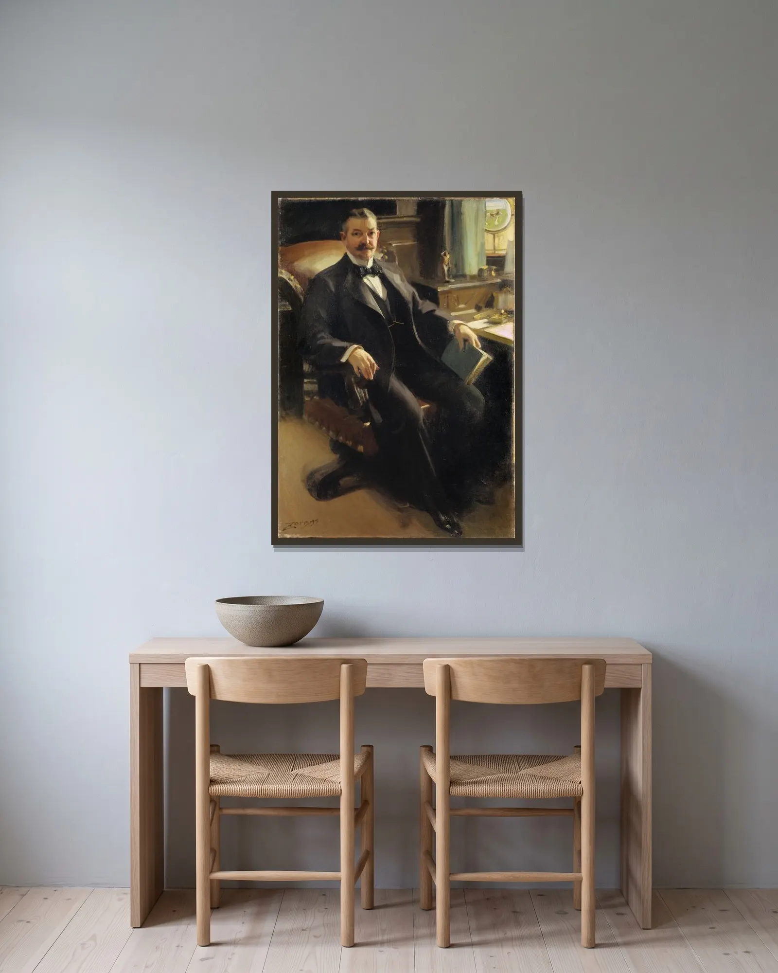 Mr Henry Clay Pierce av Anders Zorn inramad på en vägg