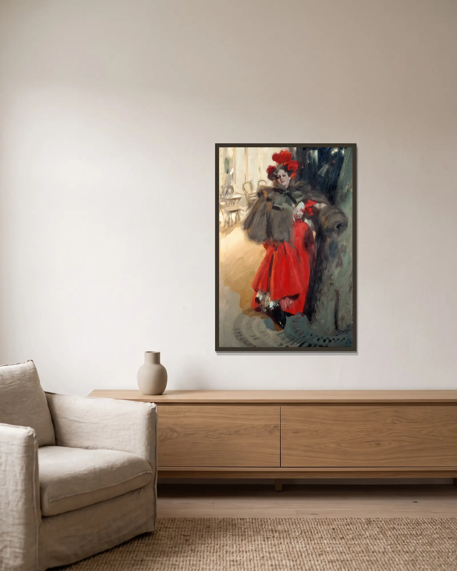 Night Effect av Anders Zorn inramad på en vägg