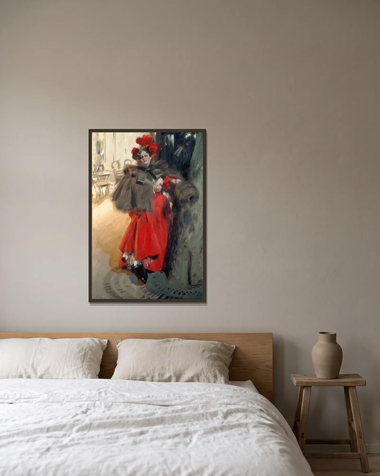 Night Effect av Anders Zorn inramad på en vägg