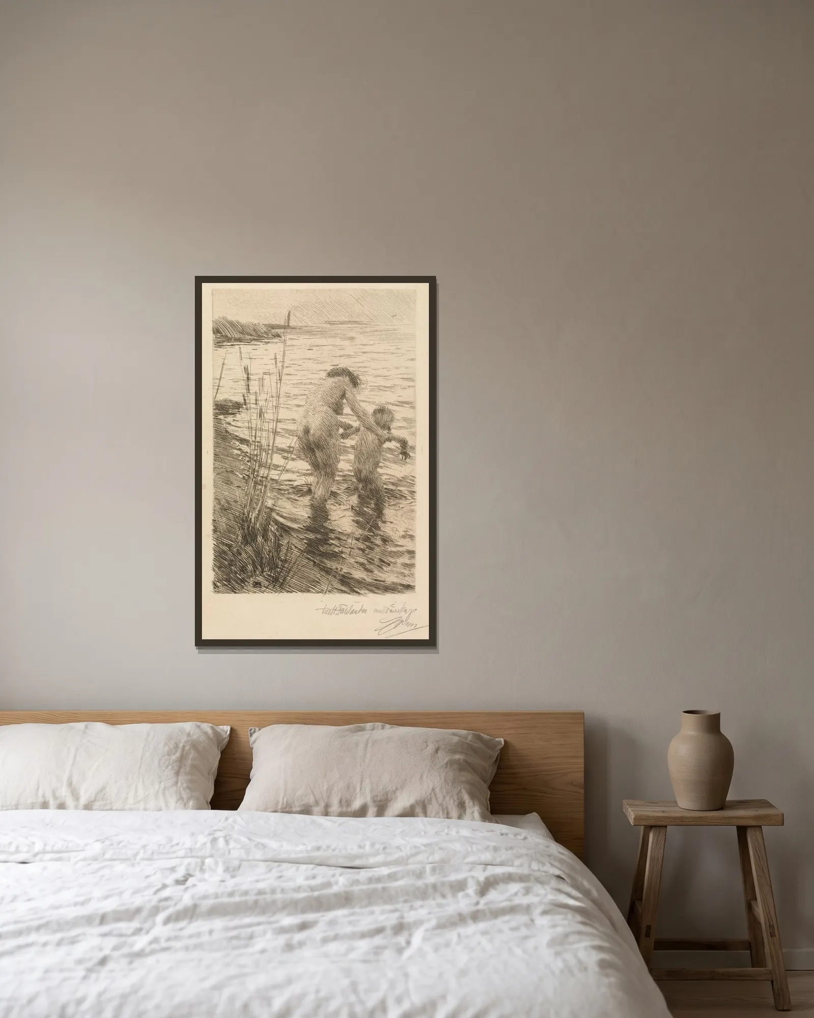 Première av Anders Zorn inramad på en vägg