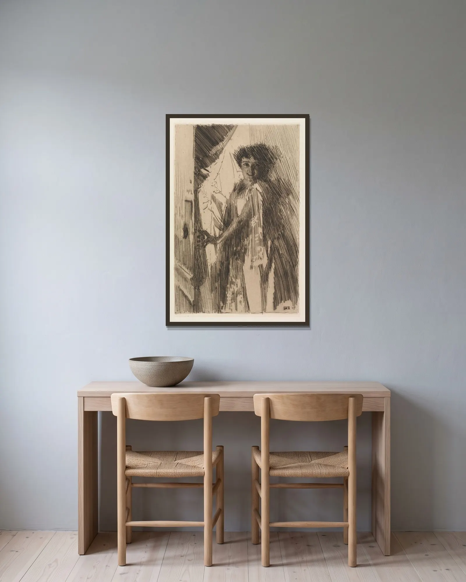 Rosita Mauri, 1889 av Anders Zorn inramad på en vägg