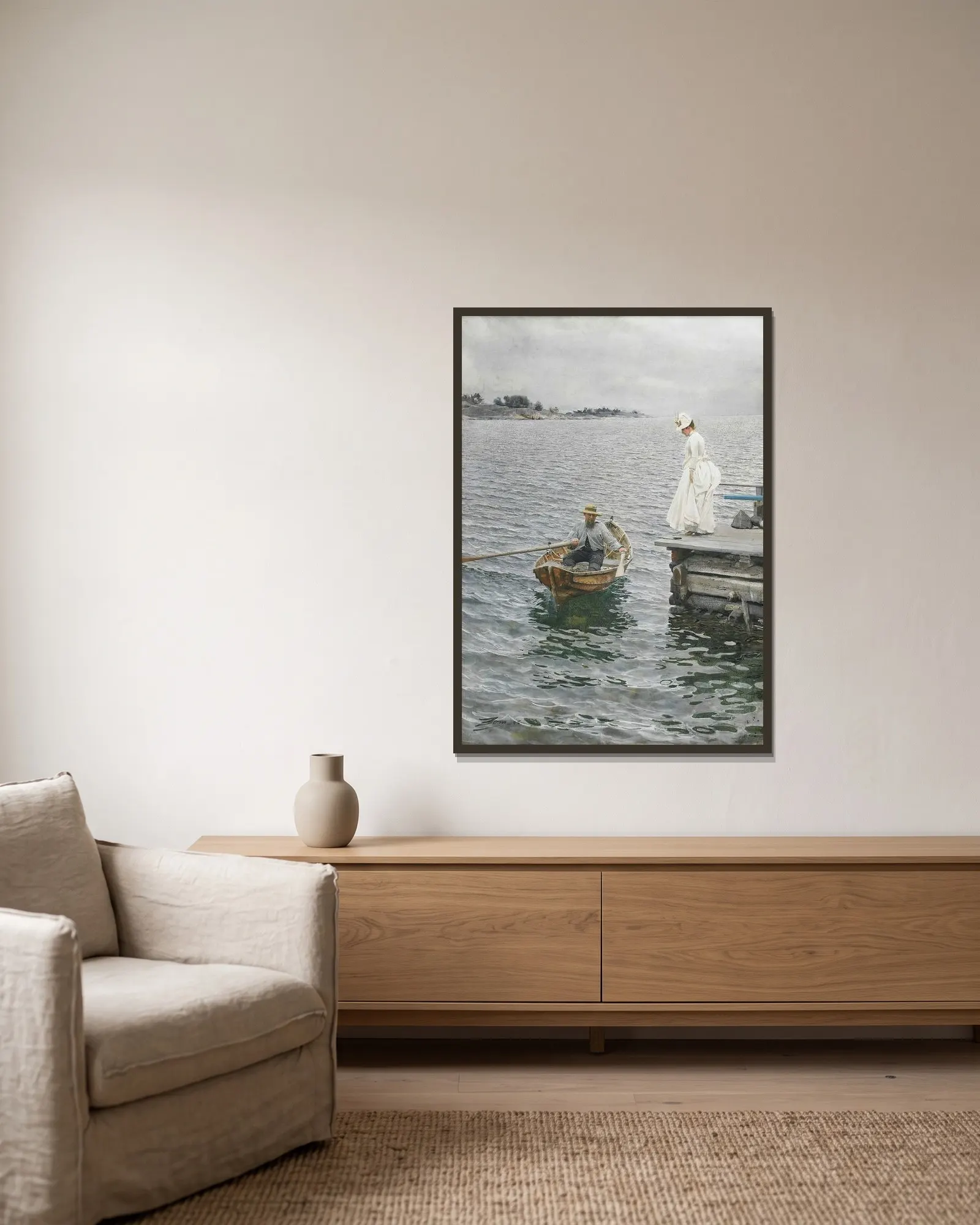 Sommarnöje av Anders Zorn inramad på en vägg