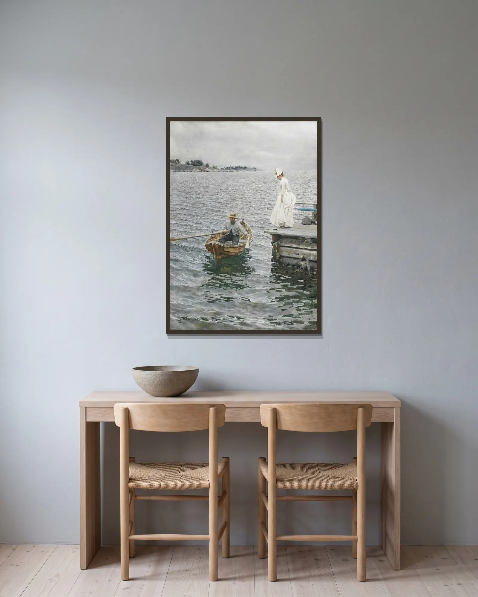 Sommarnöje av Anders Zorn inramad på en vägg