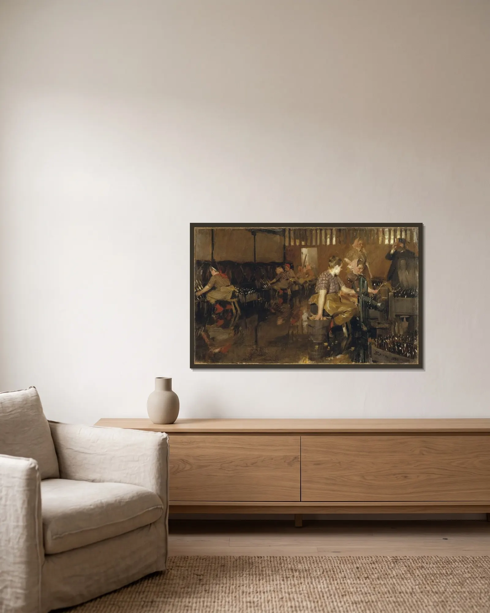 Lilla bryggeriet av Anders Zorn inramad på en vägg