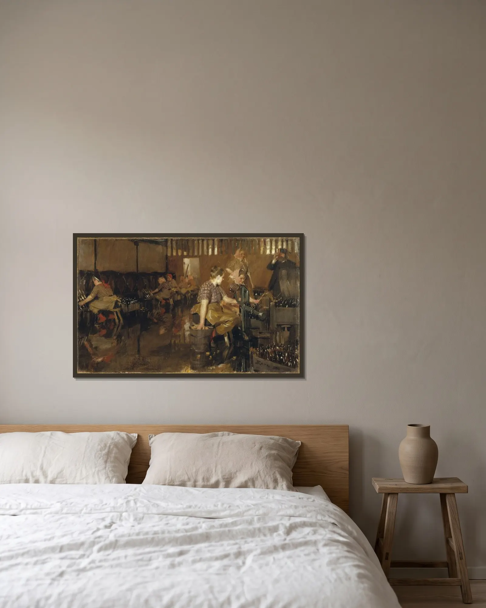 Lilla bryggeriet av Anders Zorn inramad på en vägg