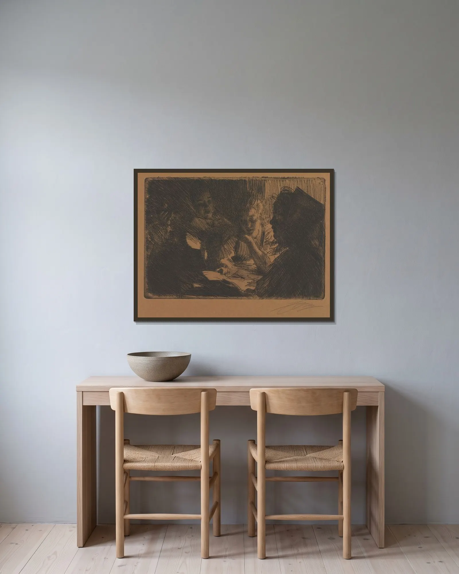 Den nya balladen av Anders Zorn inramad på en vägg