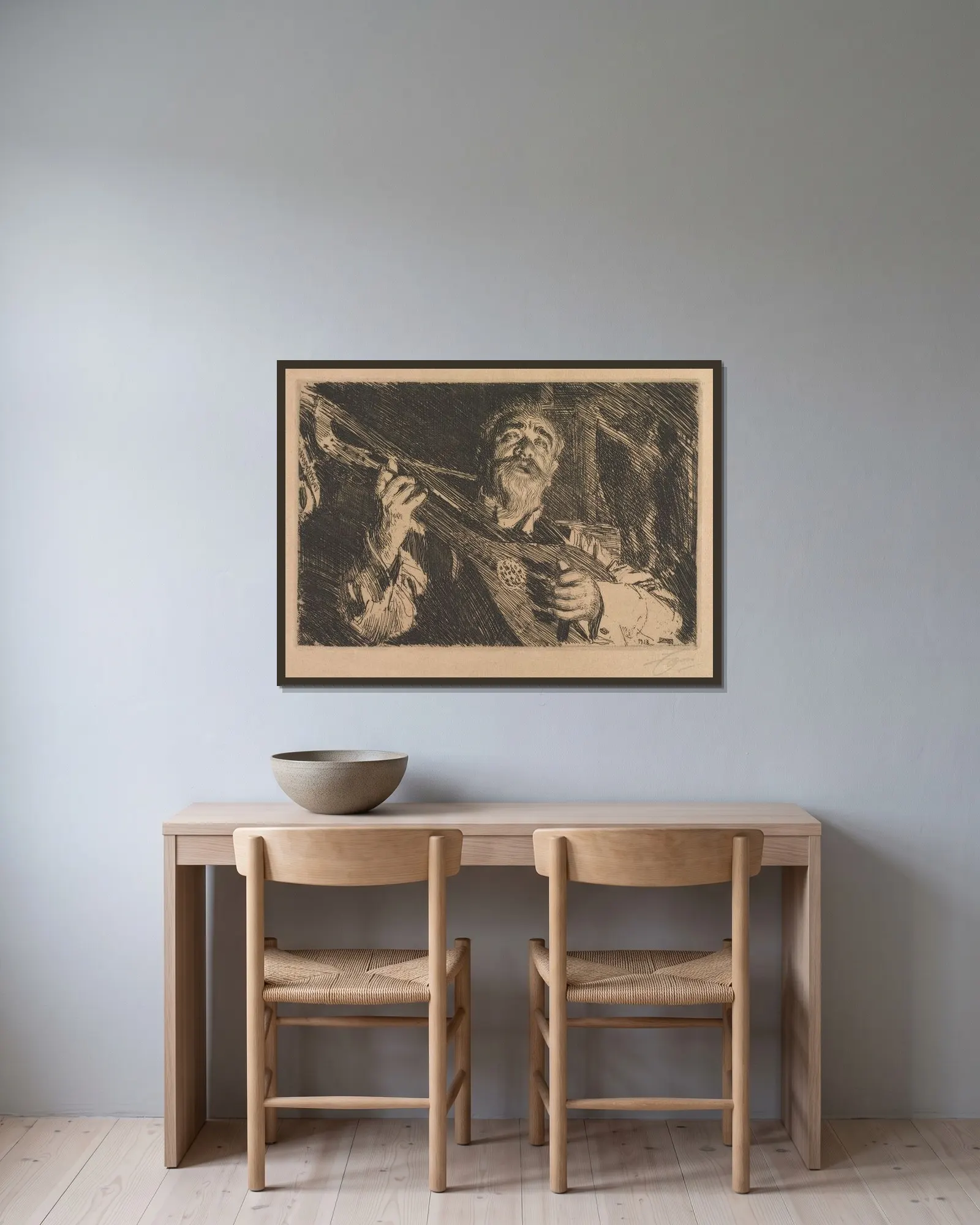 Vicke av Anders Zorn inramad på en vägg