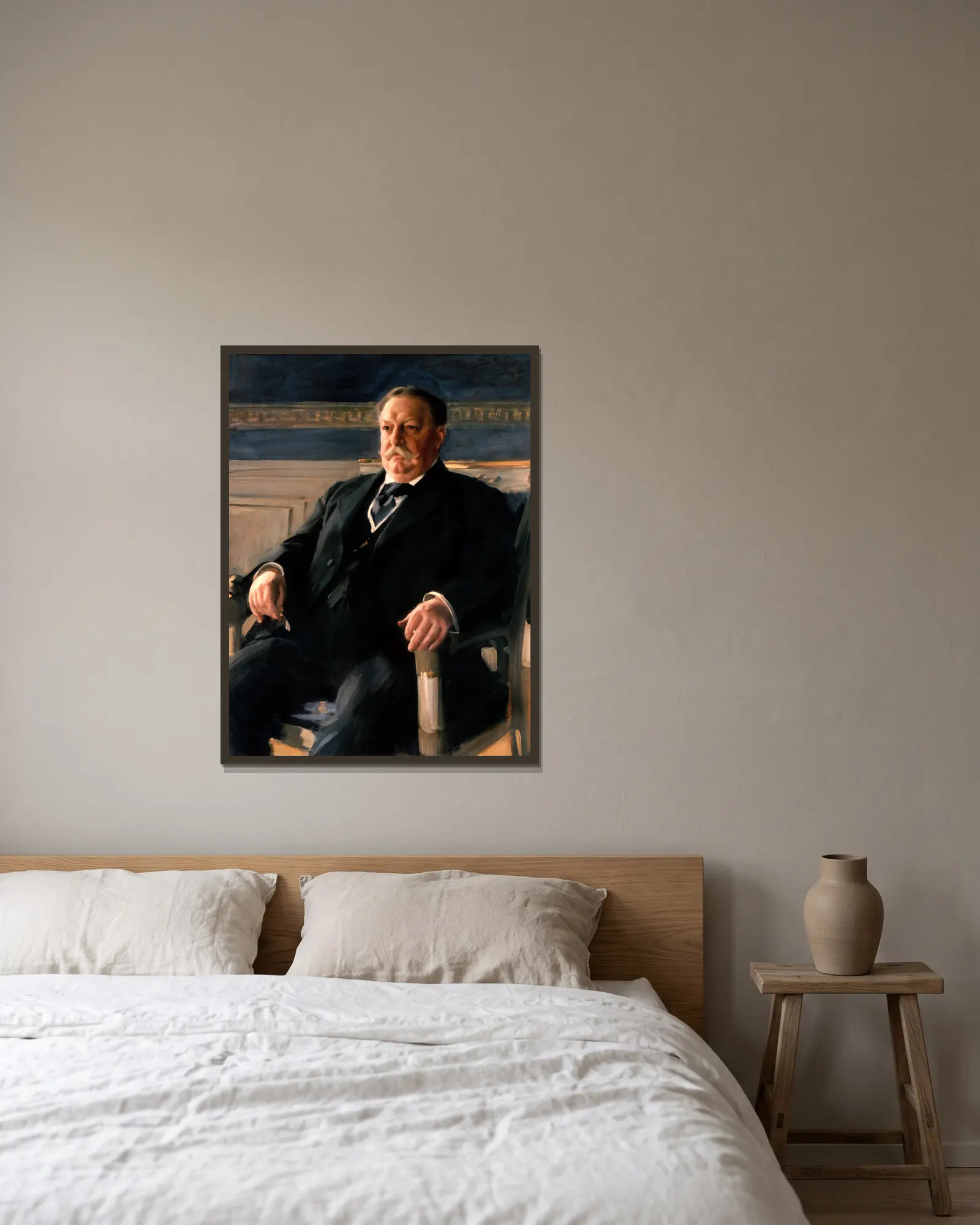 William Howard Taft av Anders Zorn inramad på en vägg