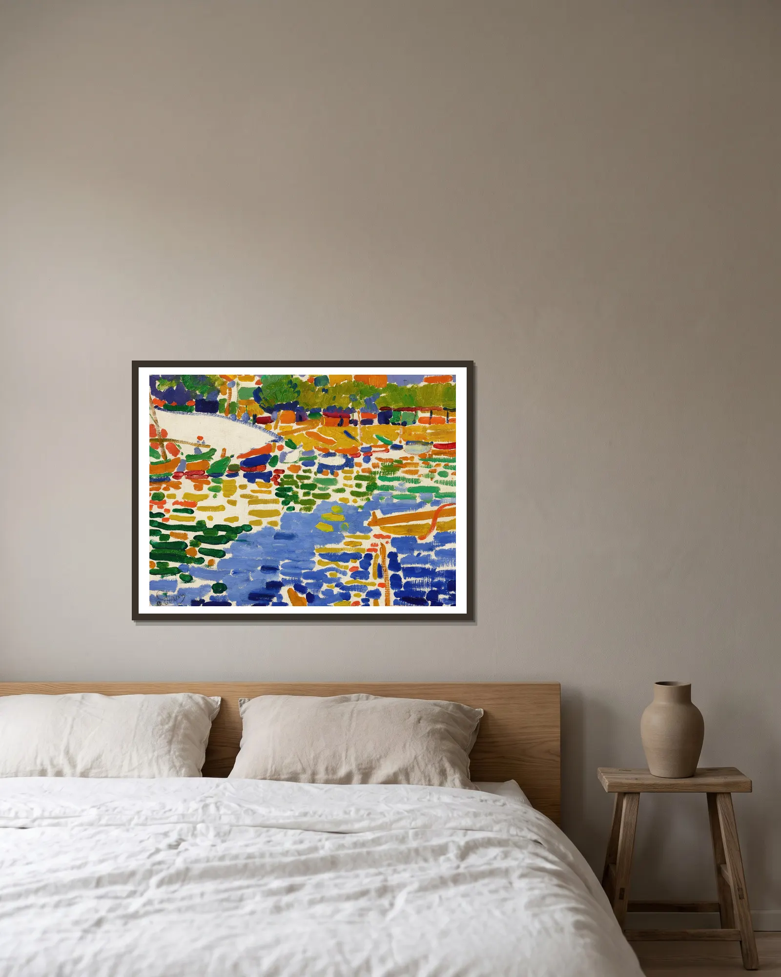 Barques amarrées à l’Estaque av André Derain inramad på en vägg