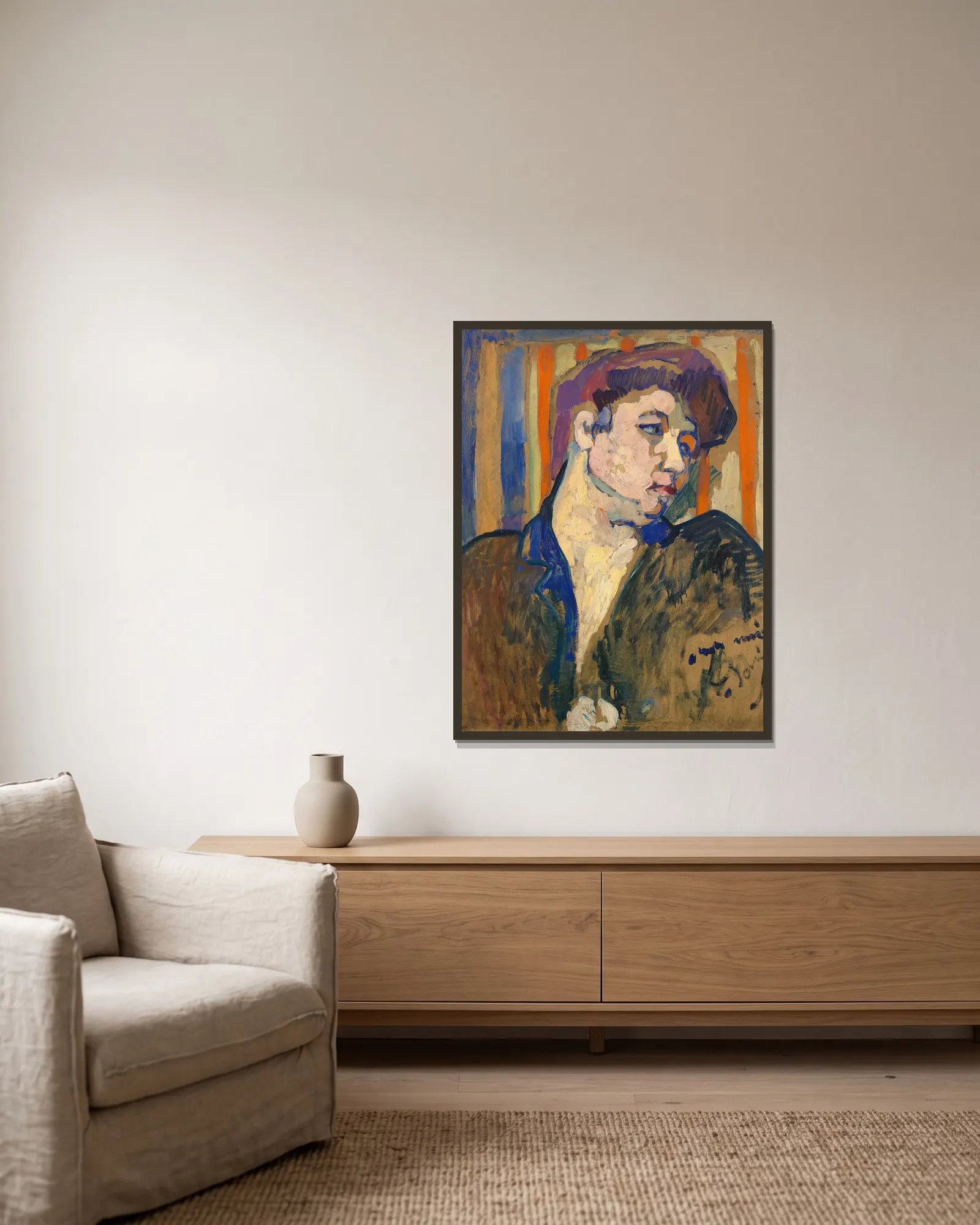 Buste de femme av André Derain inramad på en vägg