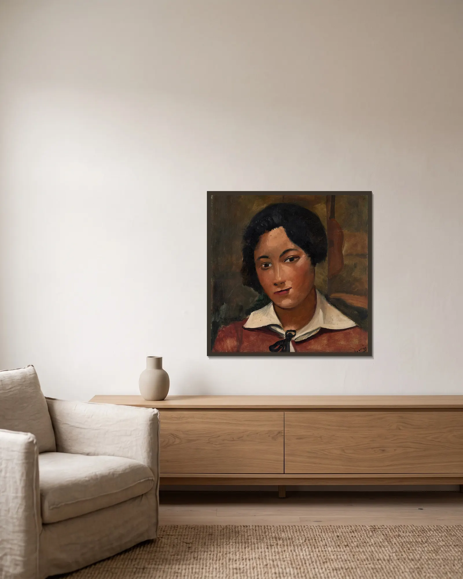 Portrait de femme av André Derain inramad på en vägg