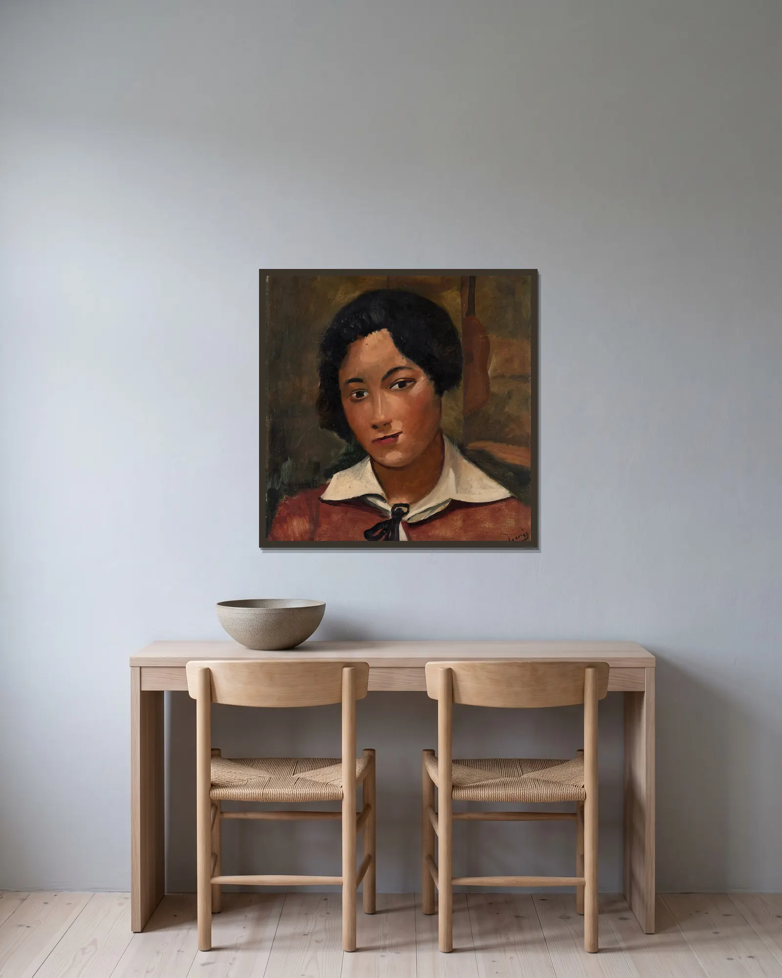 Portrait de femme av André Derain inramad på en vägg
