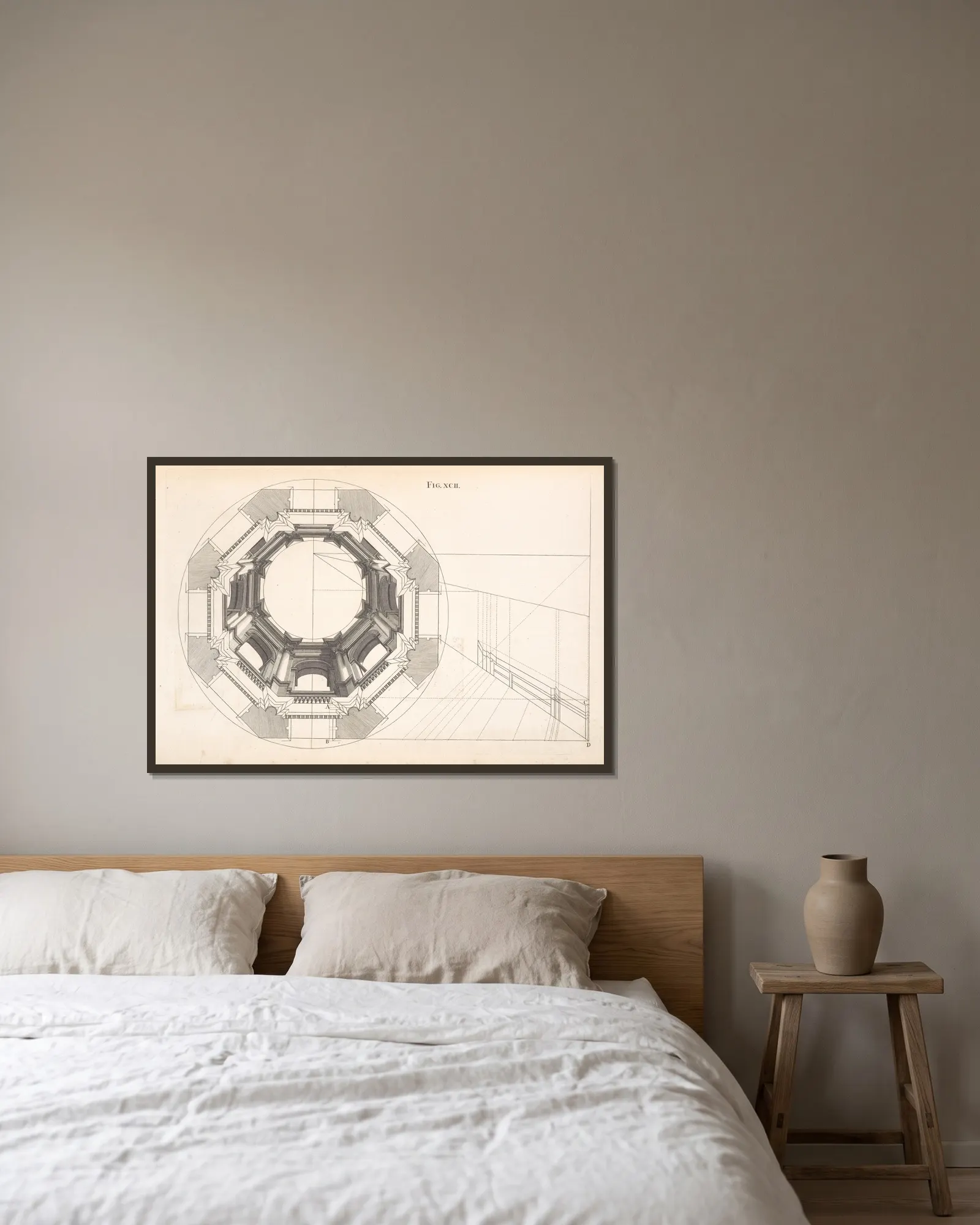 An octangular cupola av Andrea Pozzo inramad på en vägg