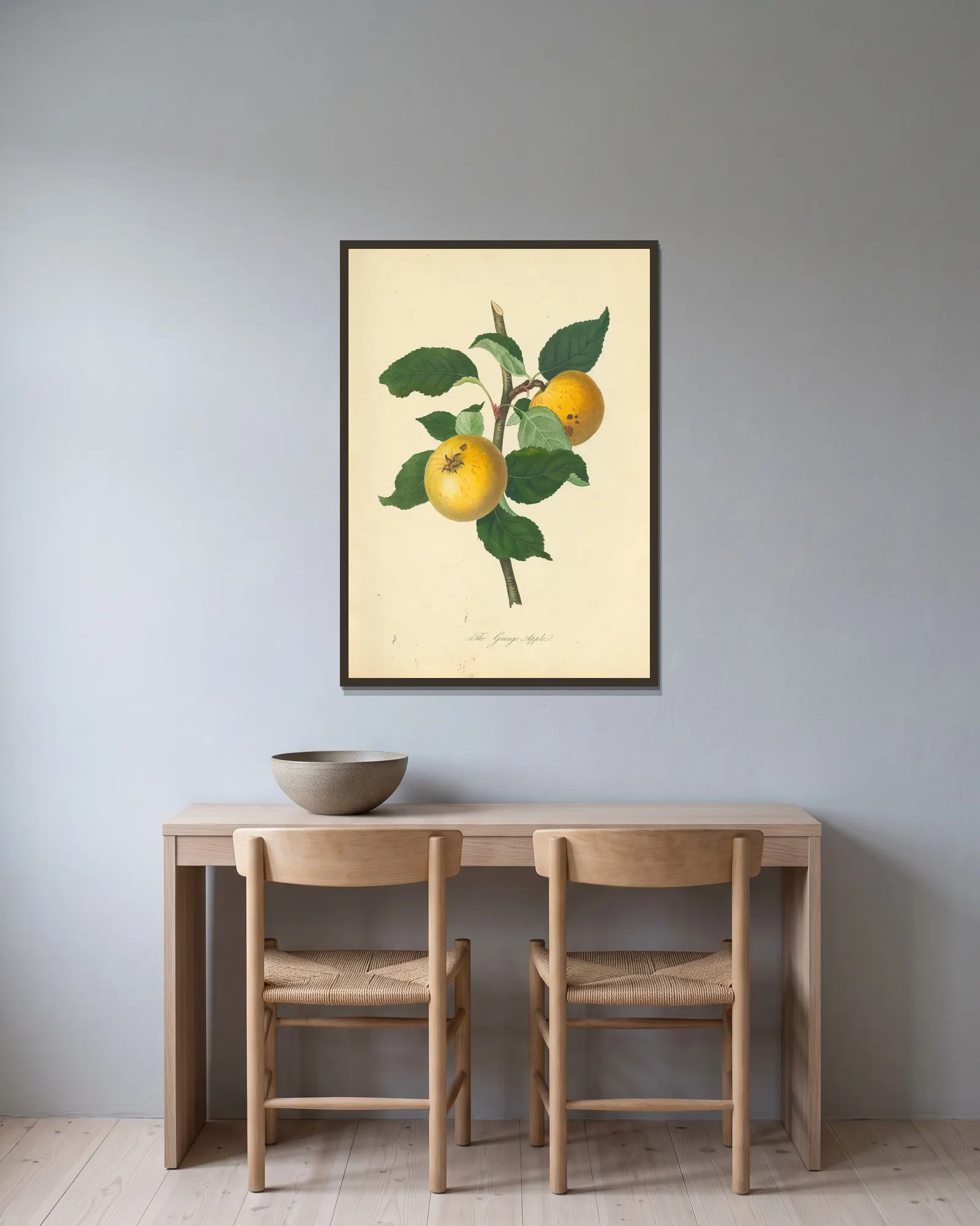 Grange Apple av Thomas Andrew Knight inramad på en vägg
