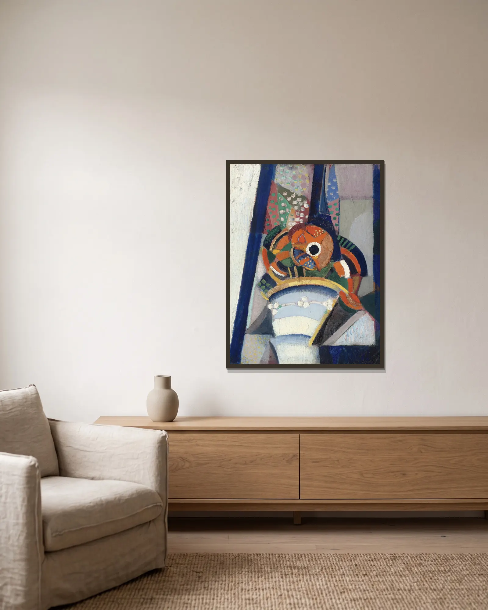 Nature Morte av Ángel Zárraga inramad på en vägg