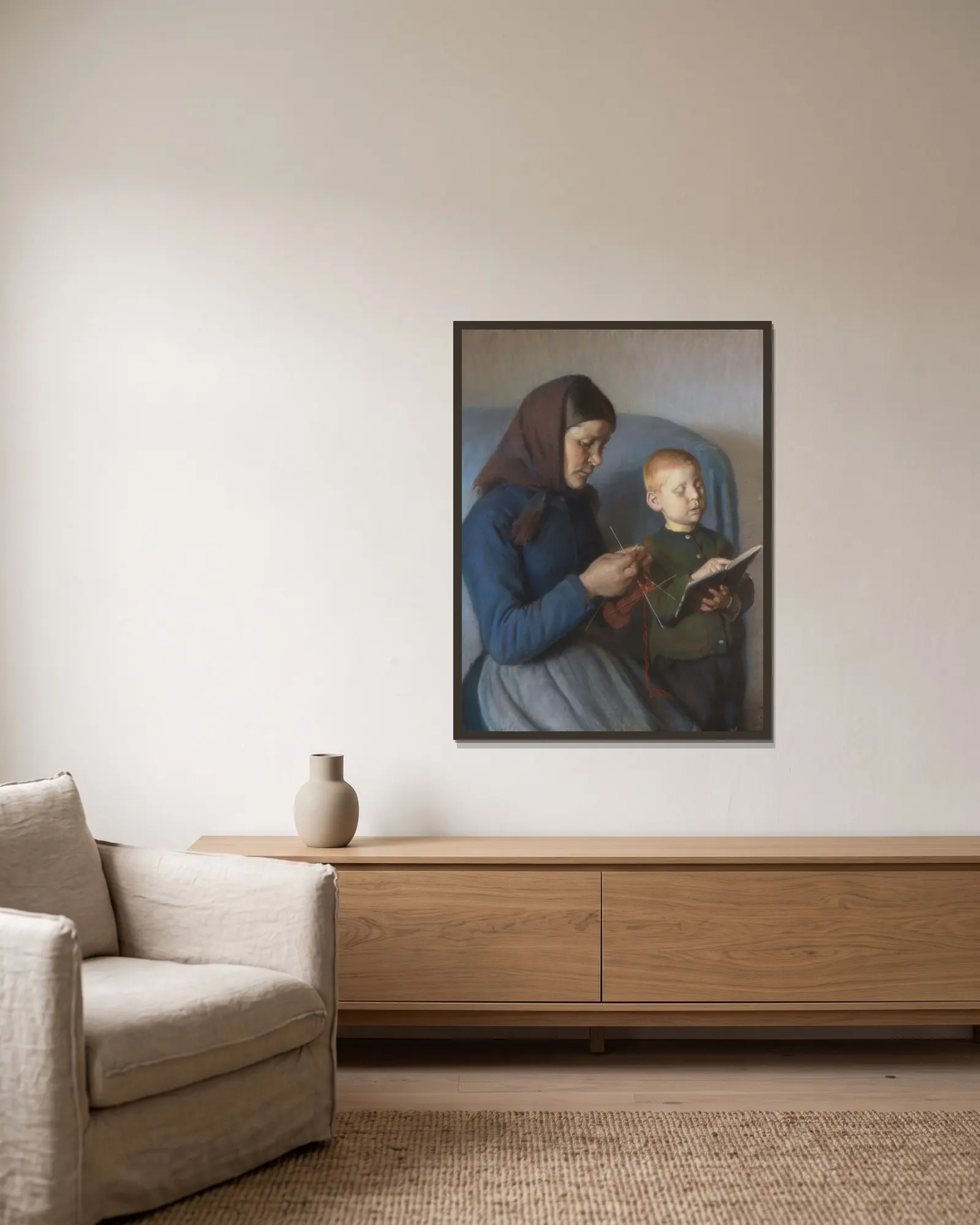 Lektien gennemgåes av Anna Ancher inramad på en vägg