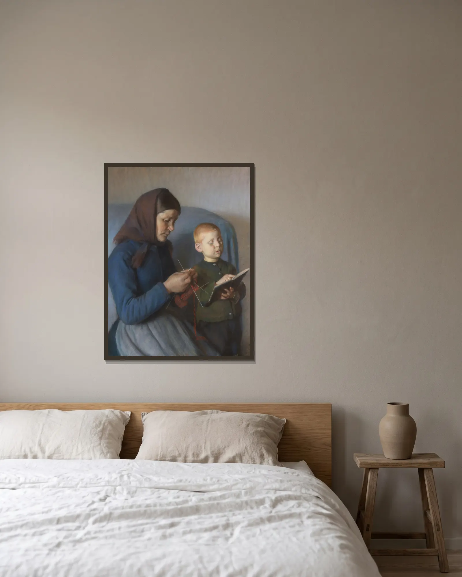 Lektien gennemgåes av Anna Ancher inramad på en vägg