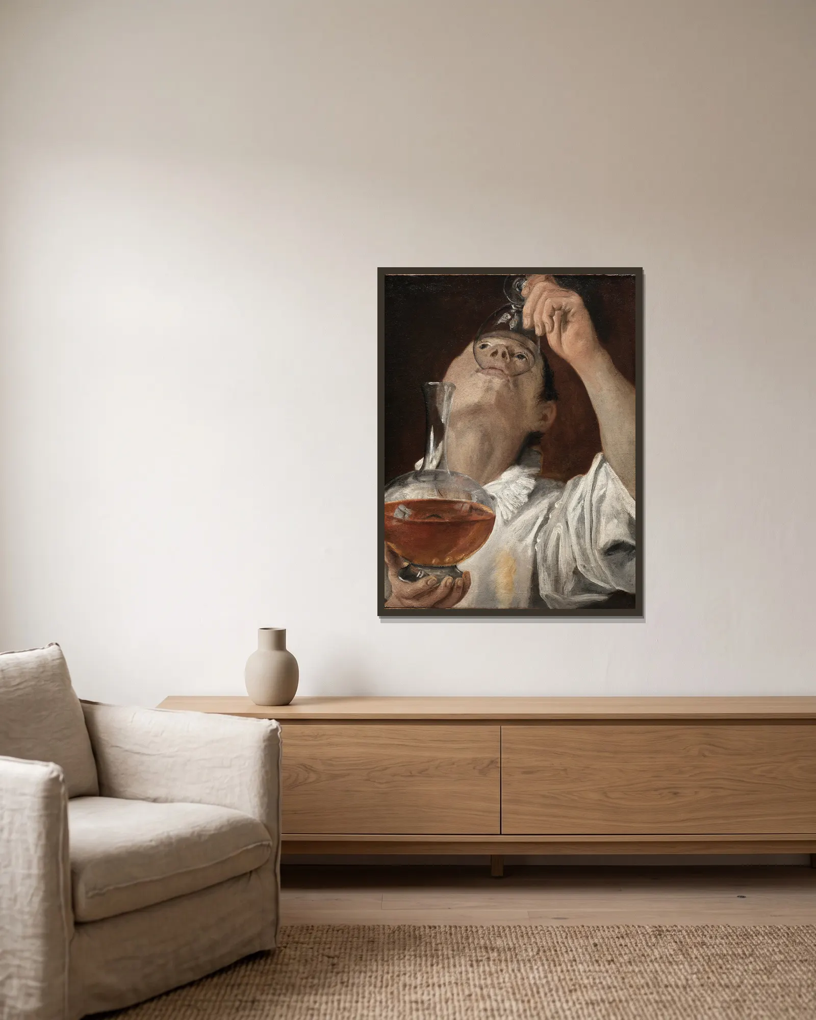 Boy Drinking av Annibale Carracci inramad på en vägg