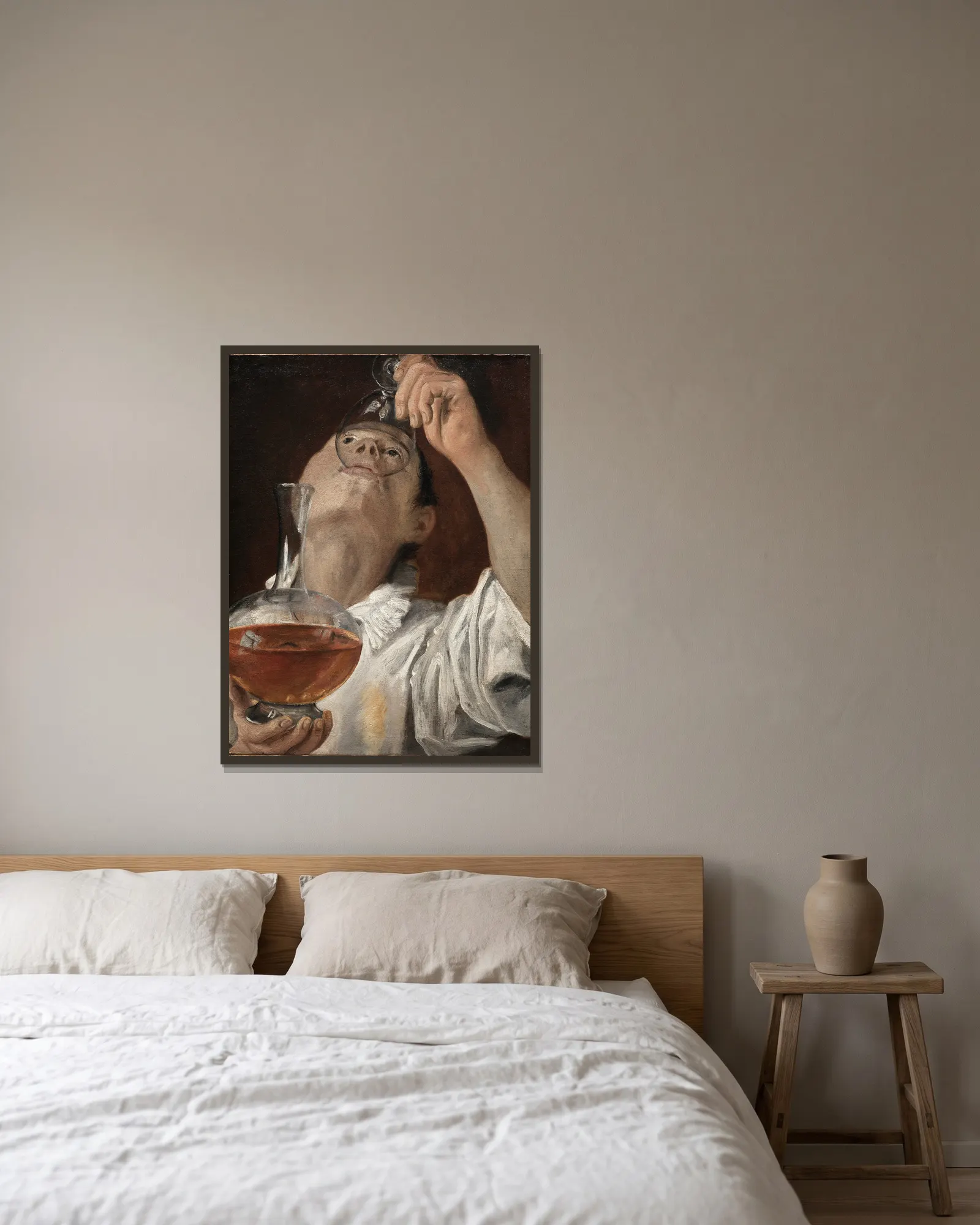 Boy Drinking av Annibale Carracci inramad på en vägg