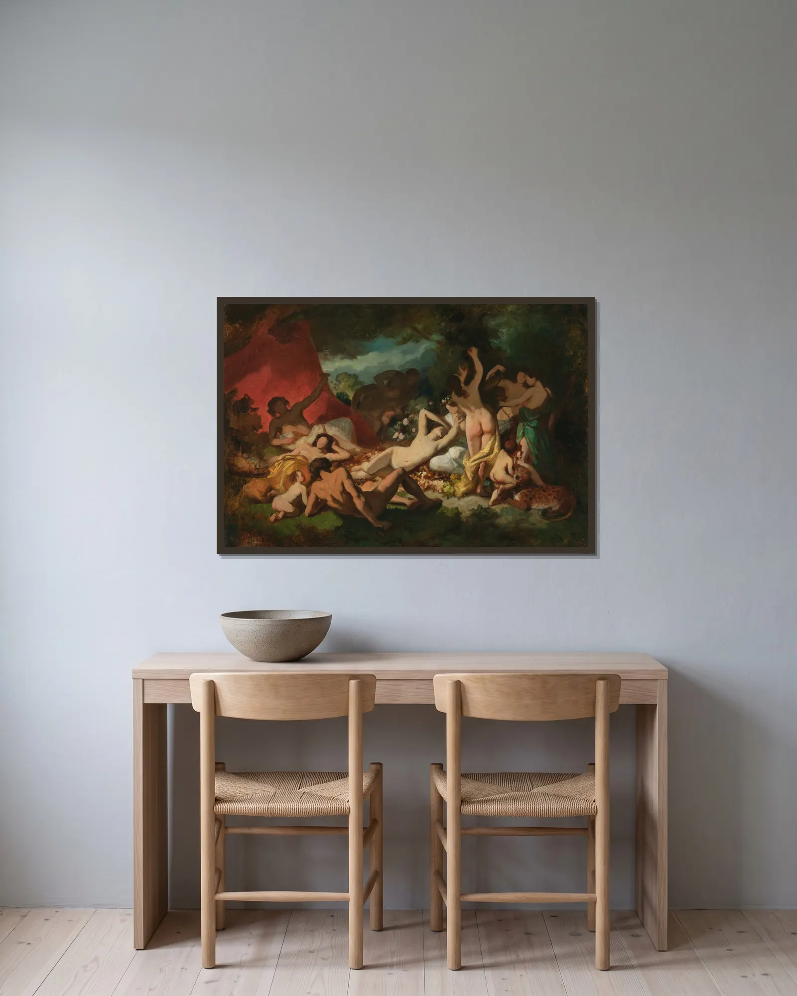 Bacchantic scene av Anselm Feuerbach inramad på en vägg