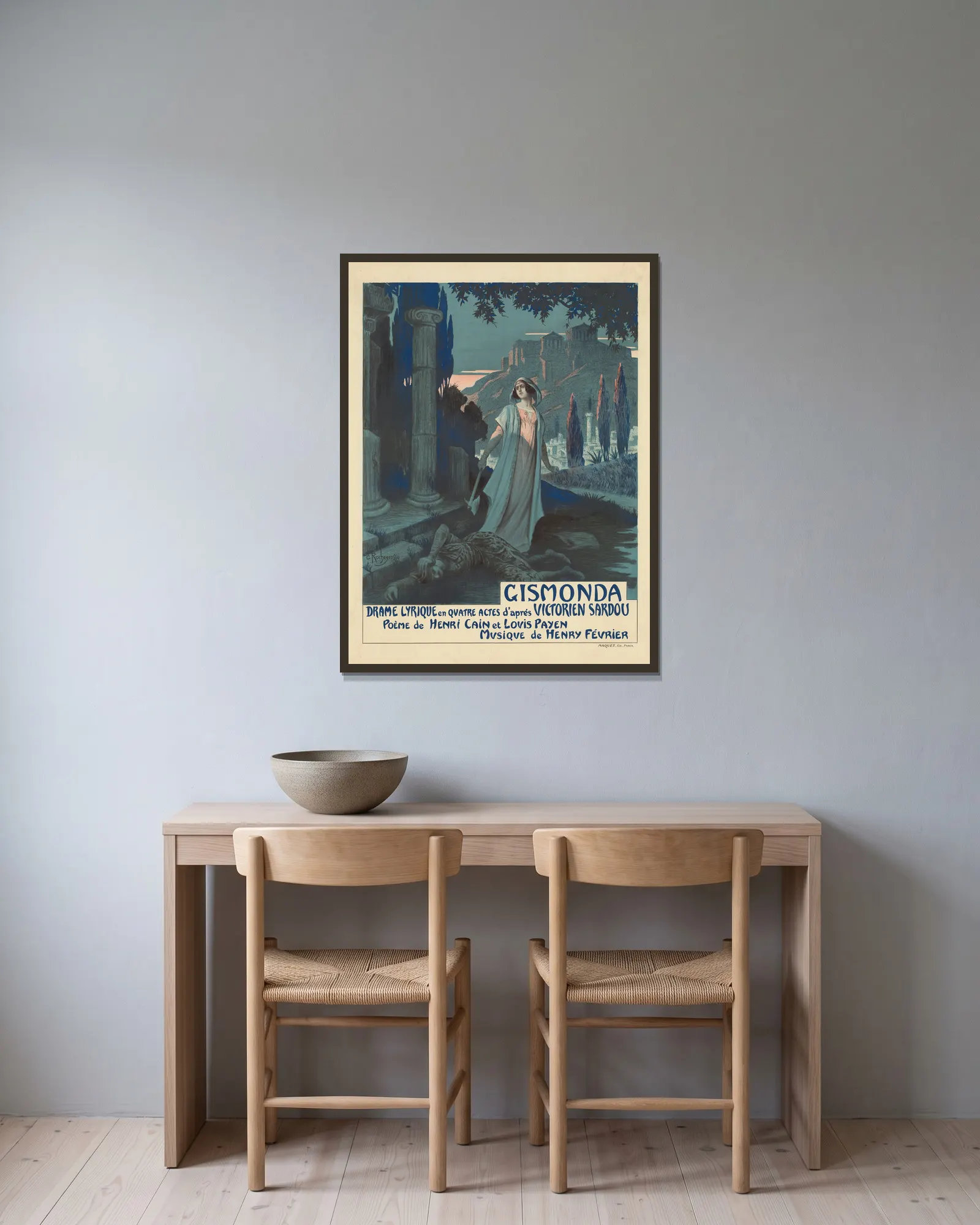 Gismonda, 1919 – nr 2 av Georges Antoine Rochegrosse inramad på en vägg