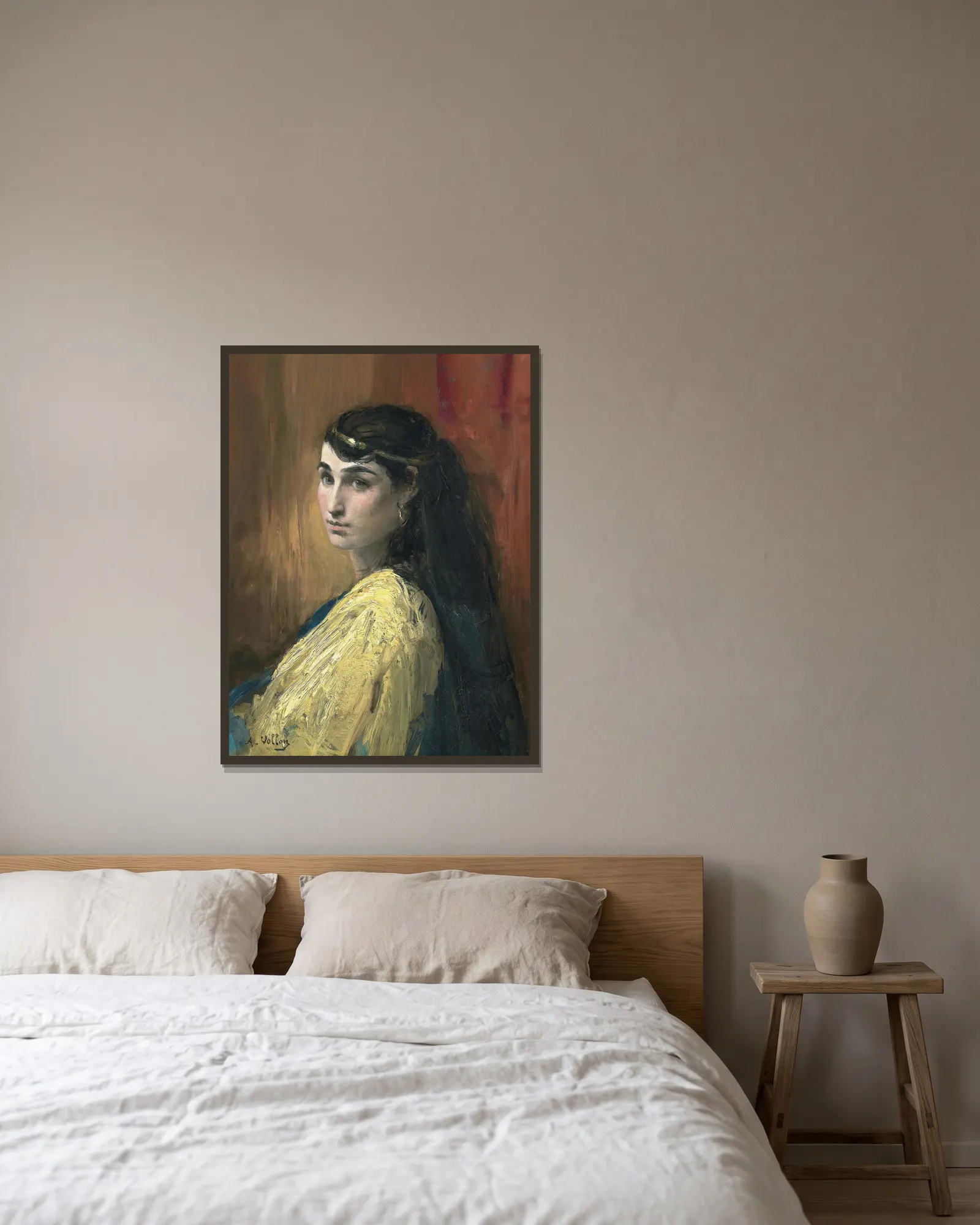 La Belle Orientale av Antoine Vollon inramad på en vägg