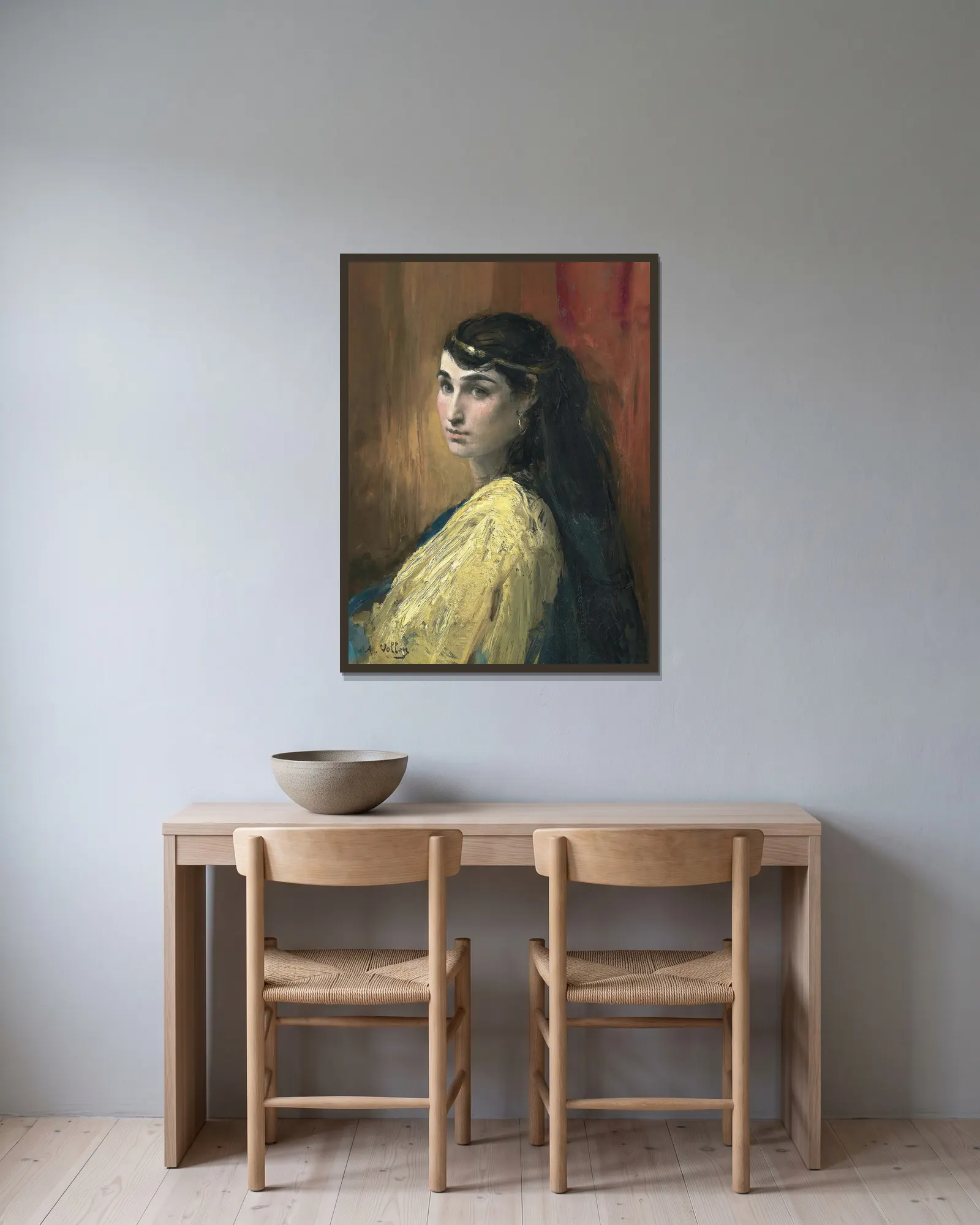 La Belle Orientale av Antoine Vollon inramad på en vägg