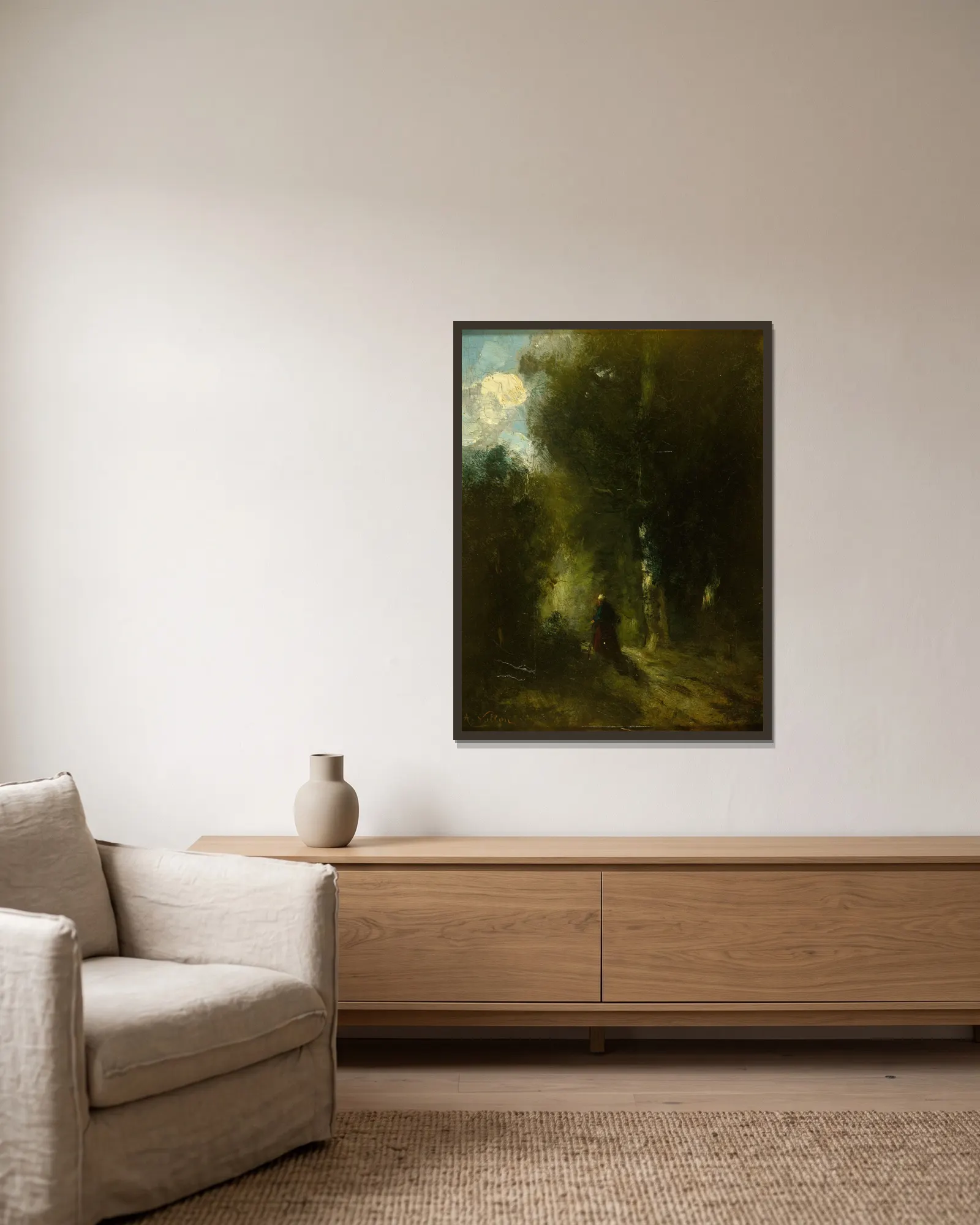 Paysage (sous-bois) av Antoine Vollon inramad på en vägg