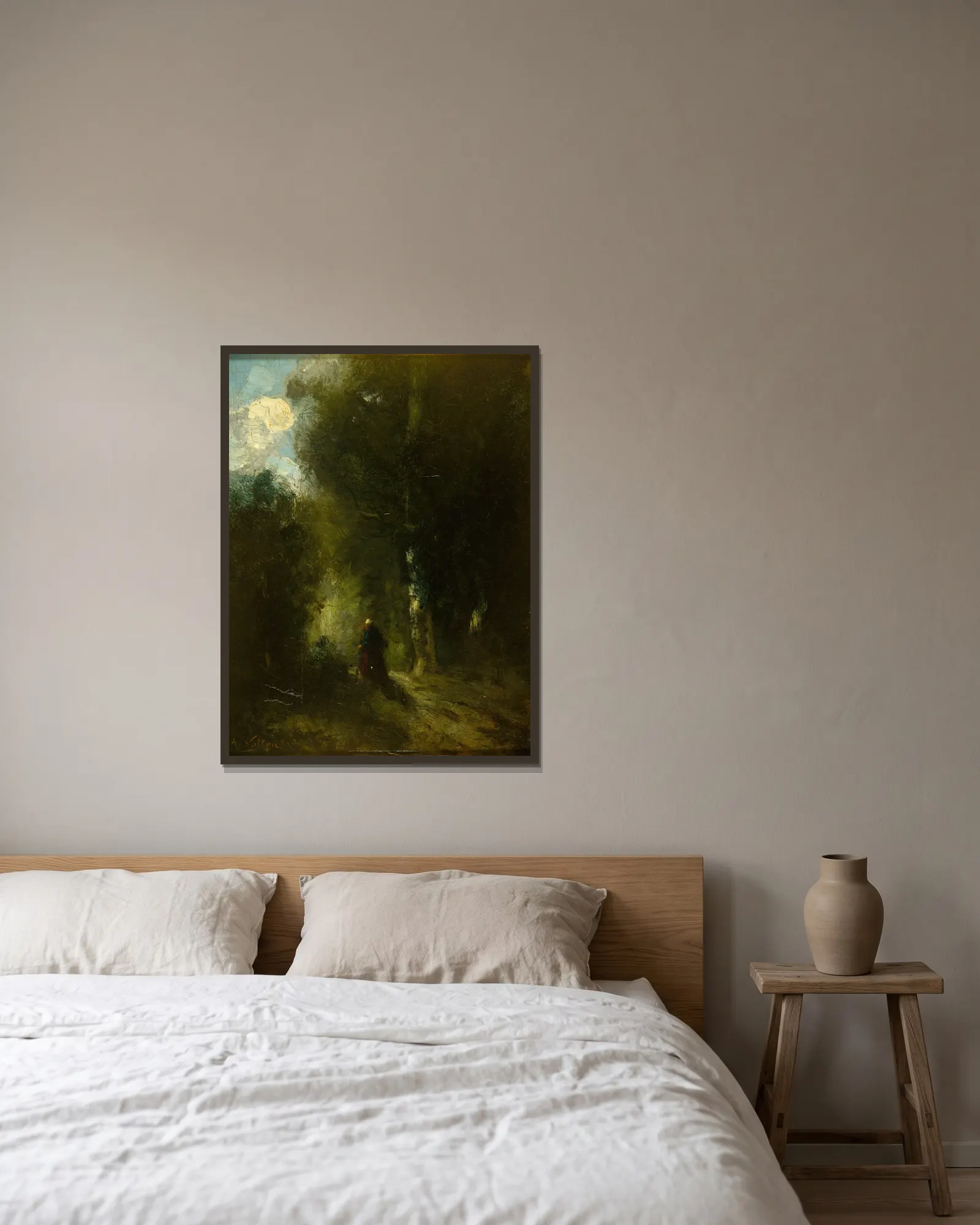 Paysage (sous-bois) av Antoine Vollon inramad på en vägg