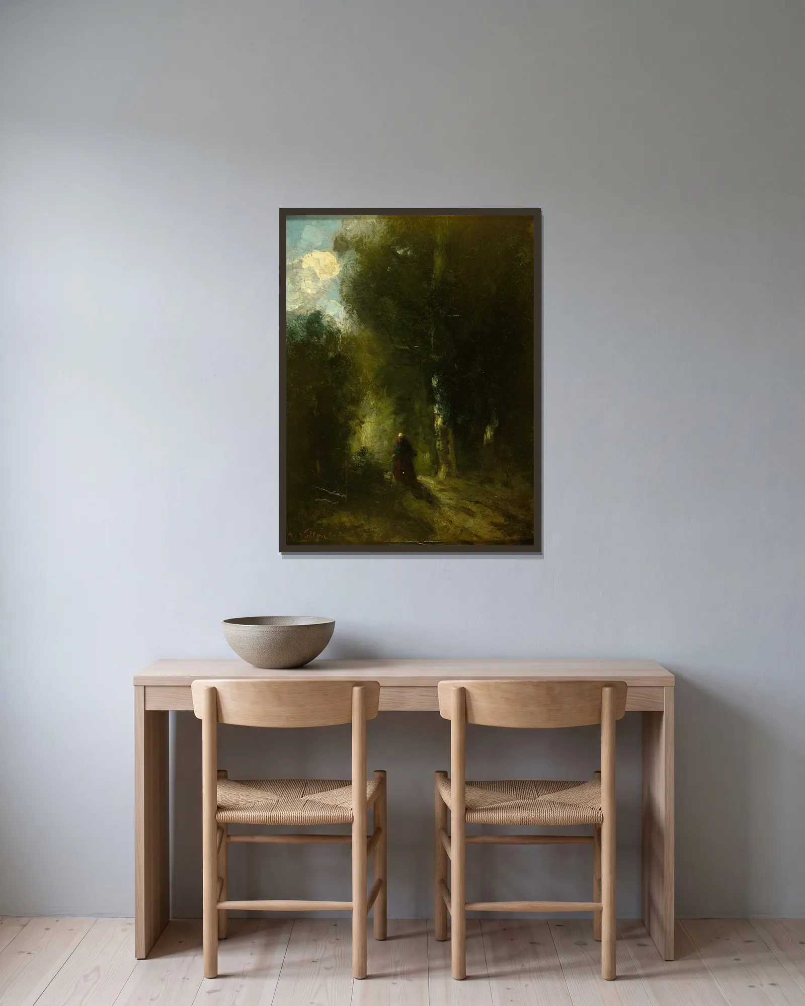 Paysage (sous-bois) av Antoine Vollon inramad på en vägg
