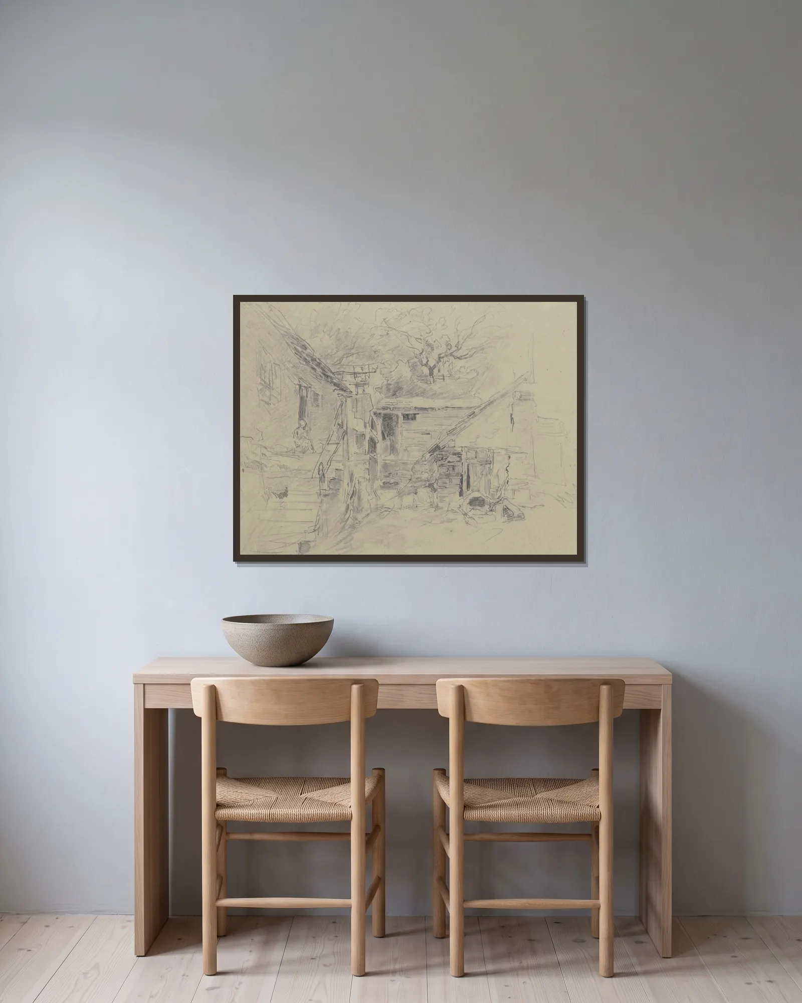 Falkensteiner Hof av Anton Burger inramad på en vägg