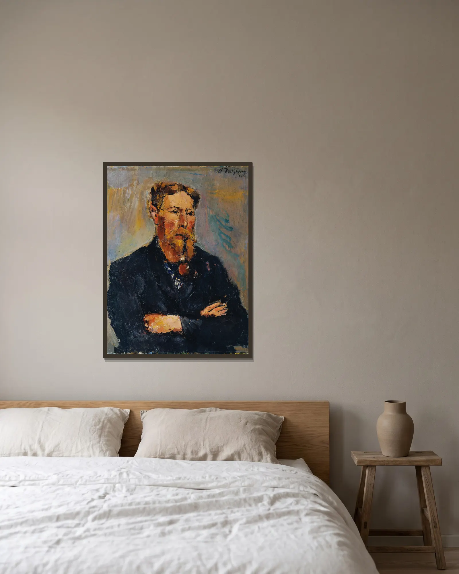 Der Maler Georg Christian Andersen av Anton Faistauer inramad på en vägg