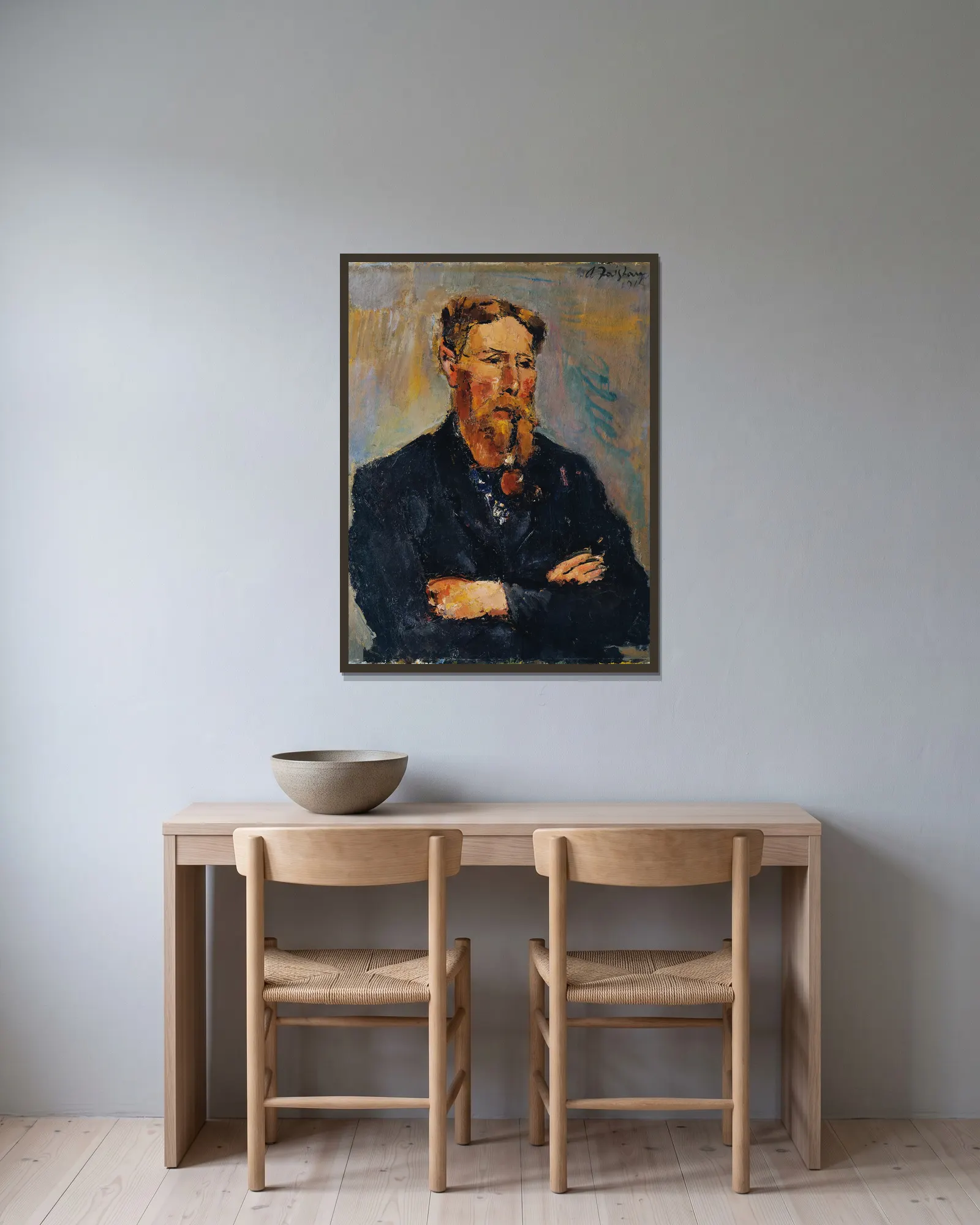 Der Maler Georg Christian Andersen av Anton Faistauer inramad på en vägg