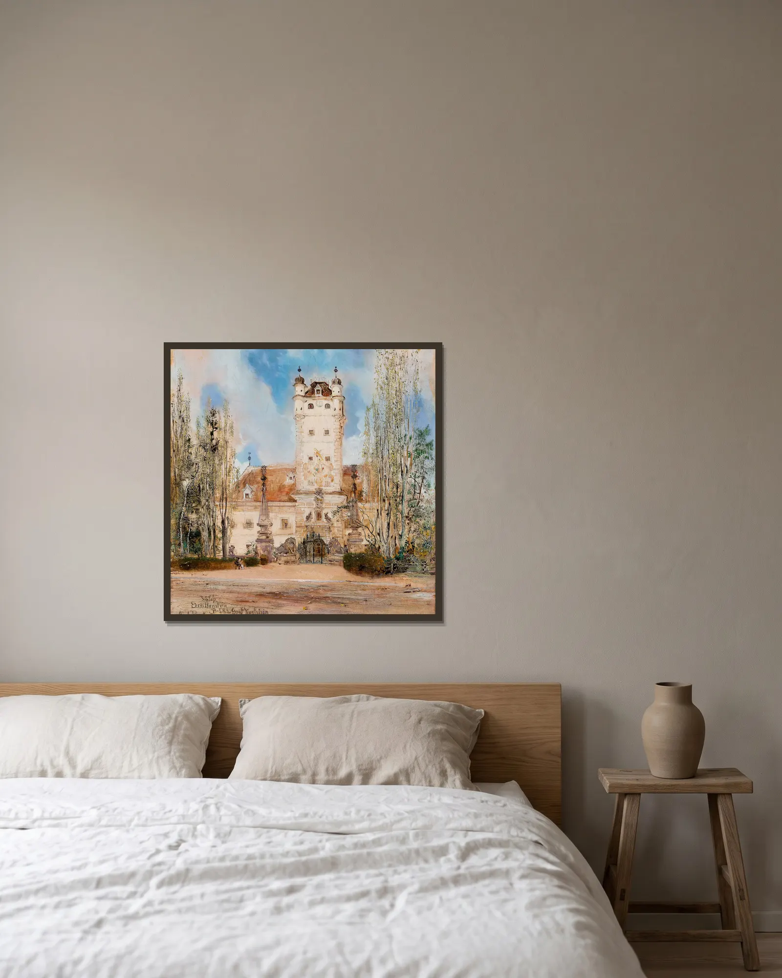 Greillenstein Castle av Anton Romako inramad på en vägg
