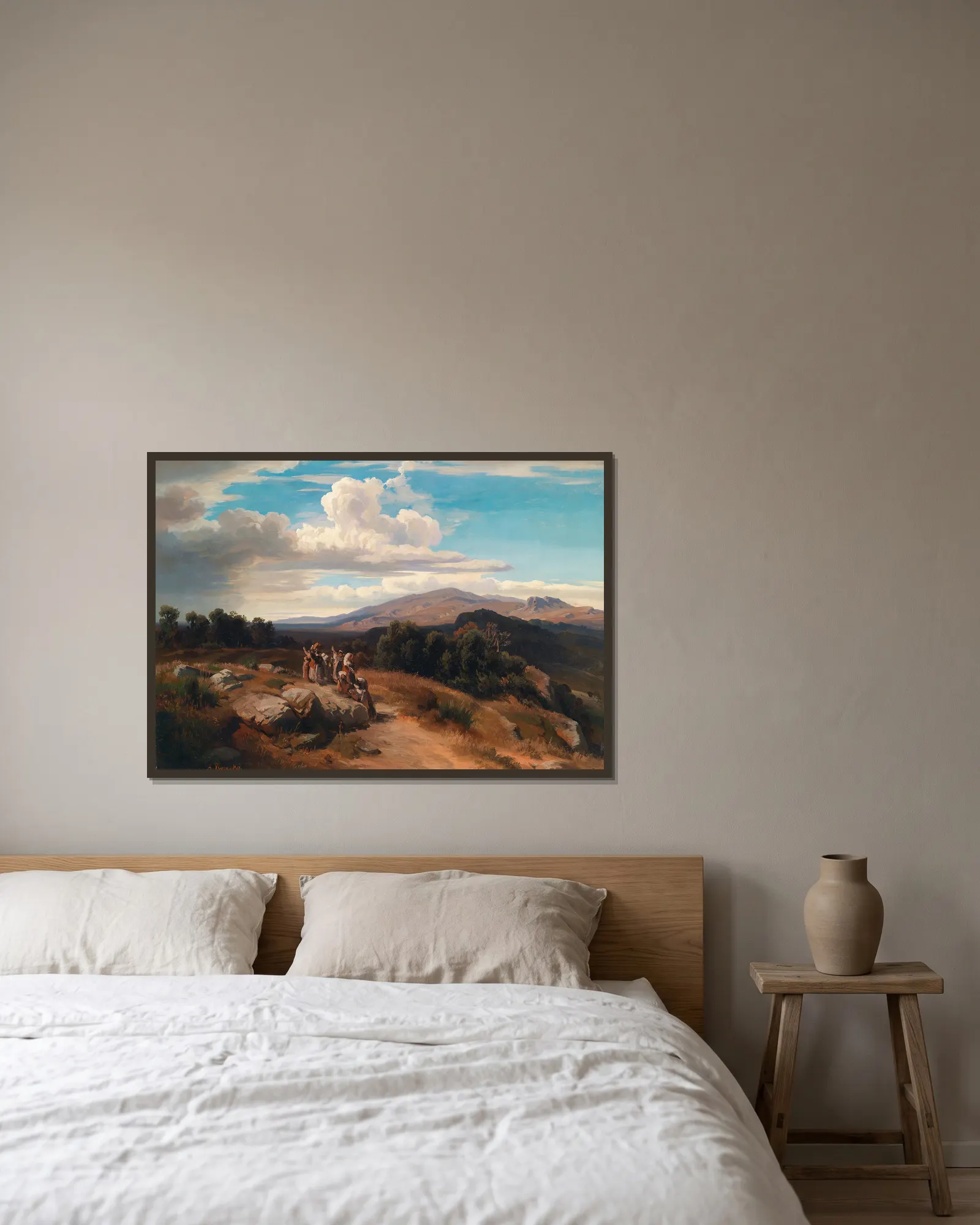 Spanische Landschaft av Anton Romako inramad på en vägg