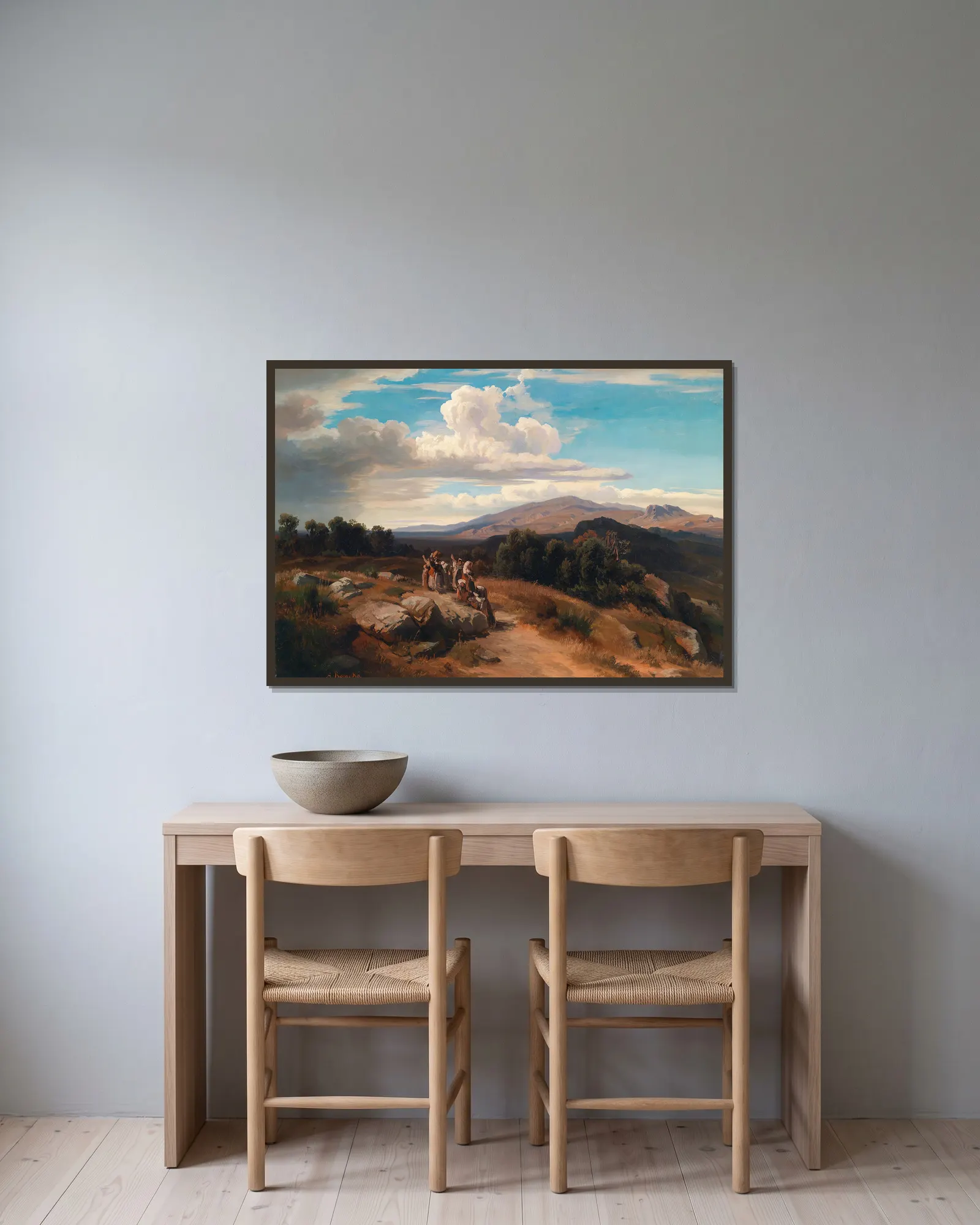 Spanische Landschaft av Anton Romako inramad på en vägg
