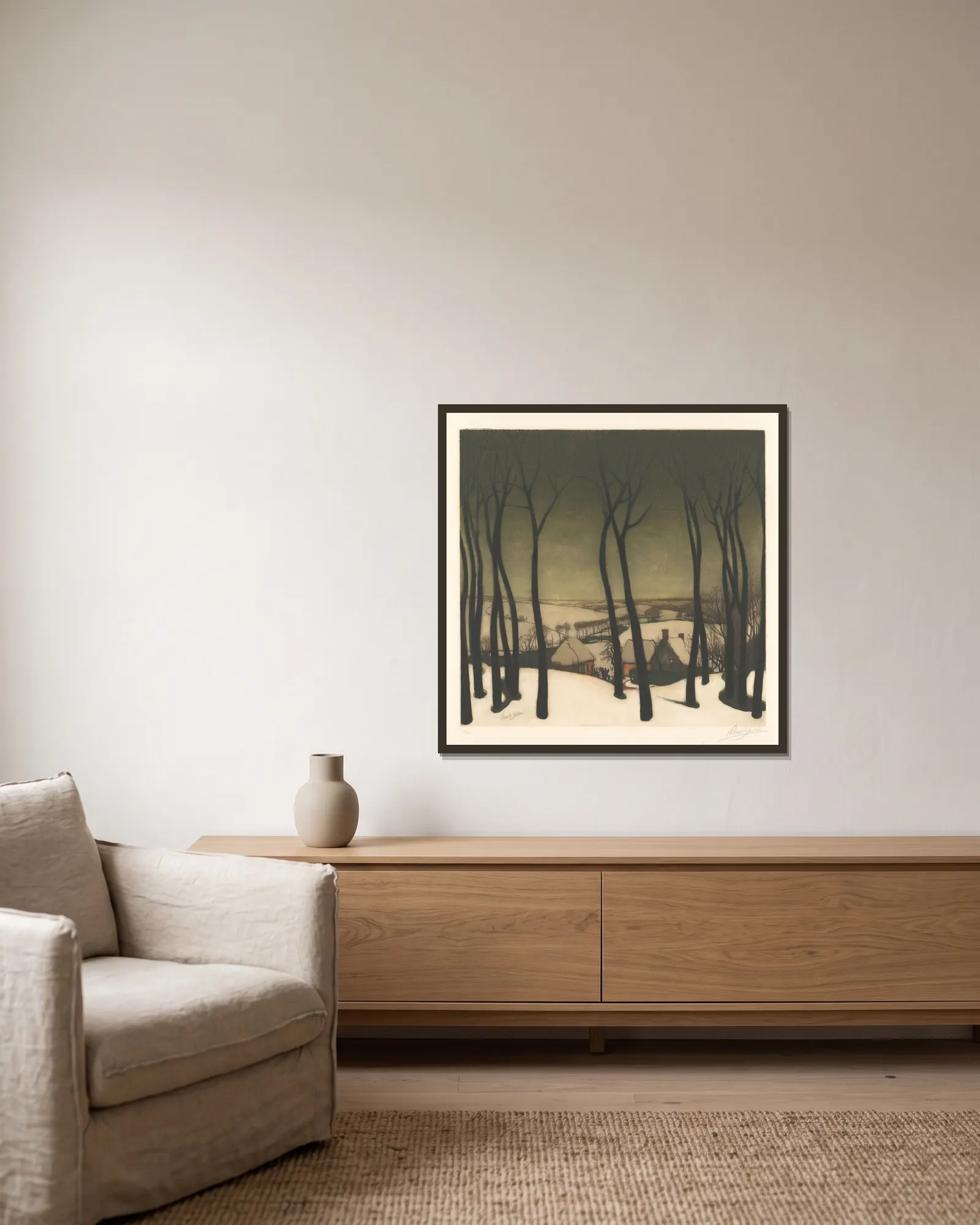 Paysage (20th Century) av Armand Apol inramad på en vägg