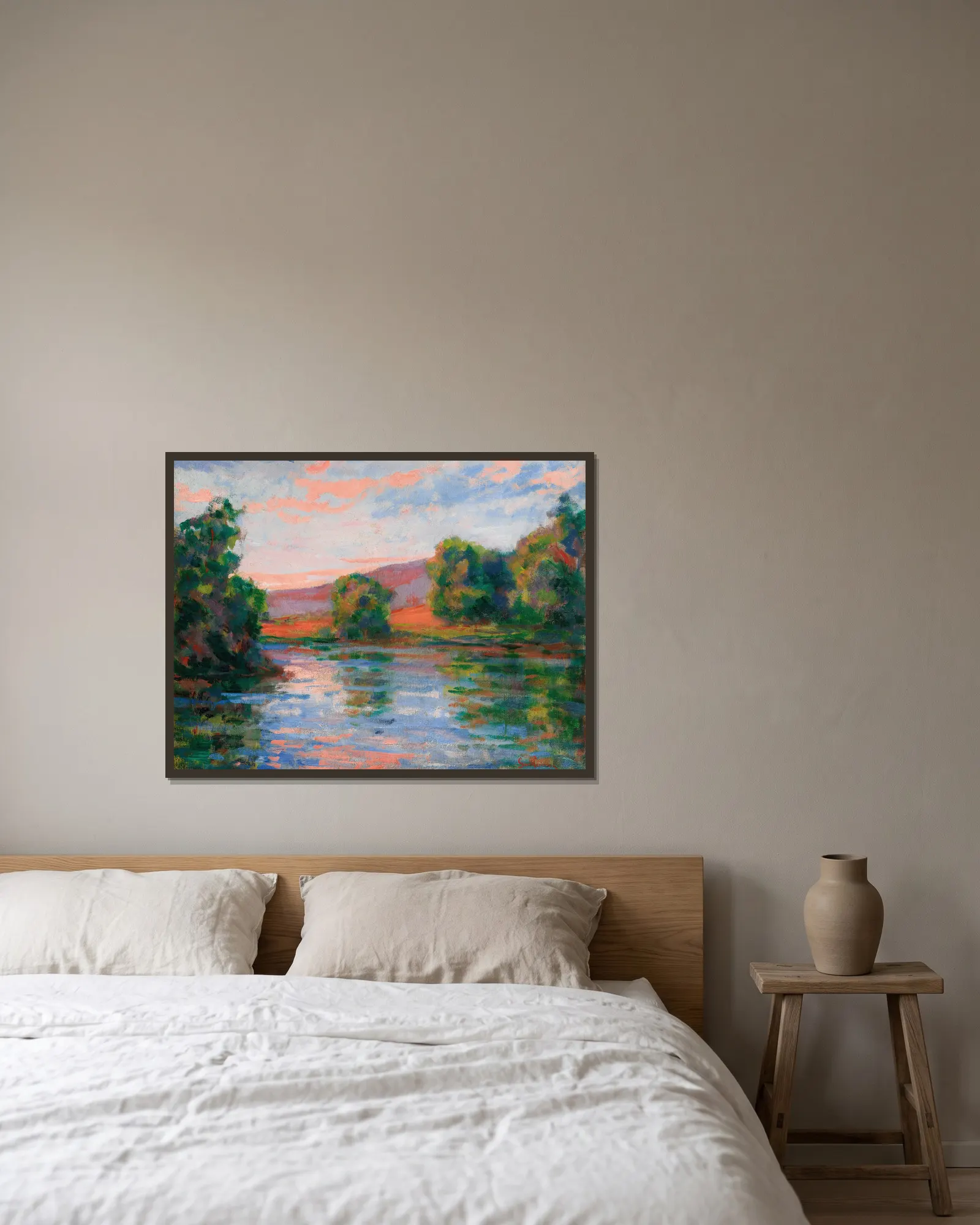 Bord De L’eau av Armand Guillaumin inramad på en vägg