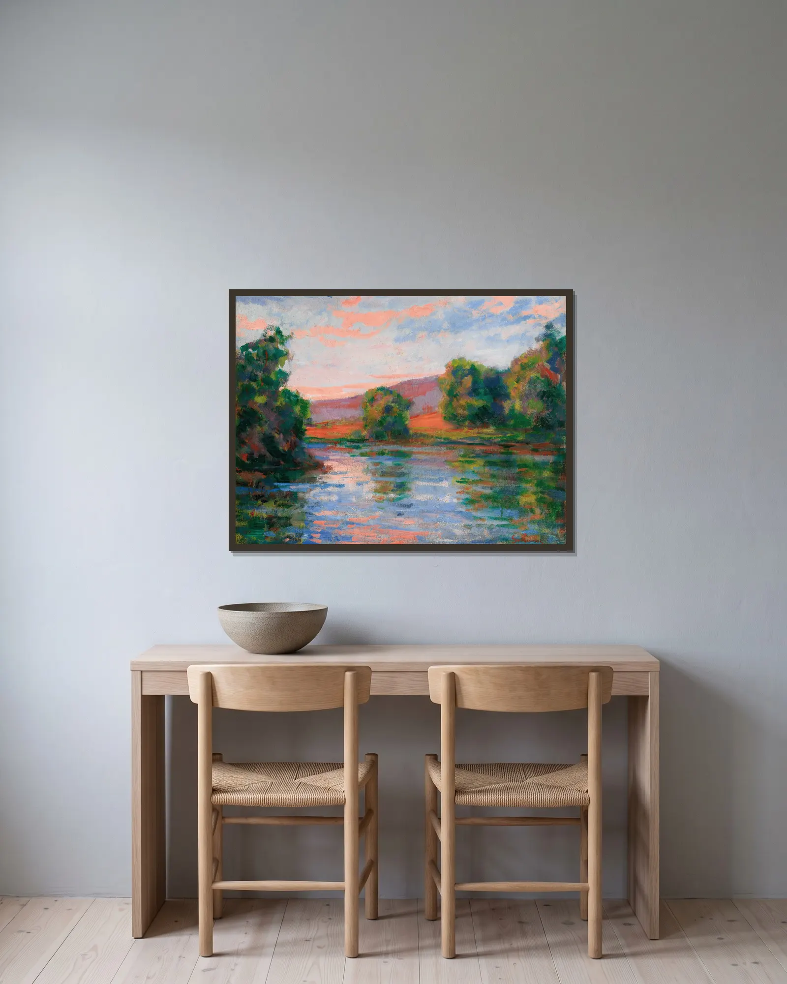 Bord De L’eau av Armand Guillaumin inramad på en vägg