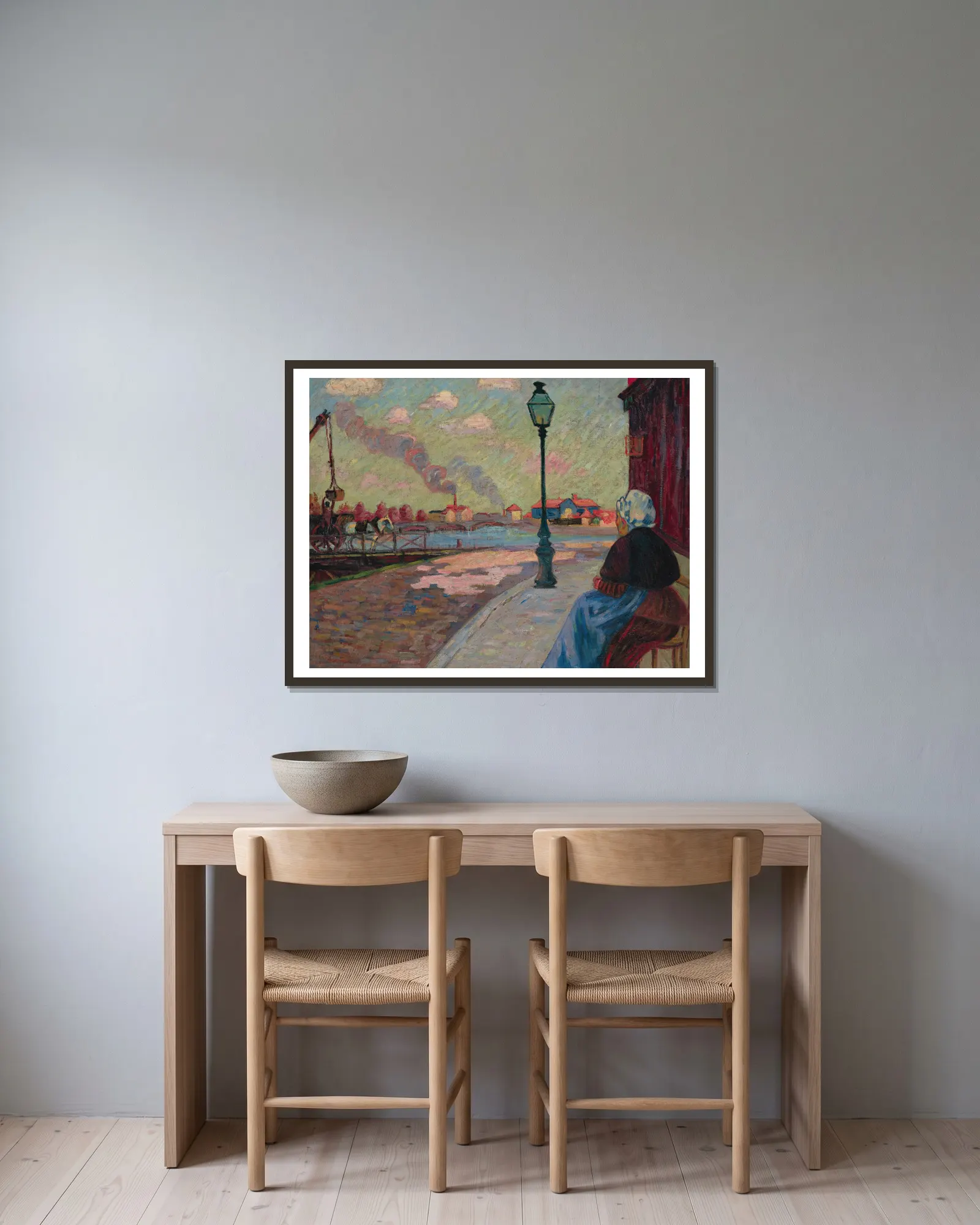 La Seine À Charenton av Armand Guillaumin inramad på en vägg