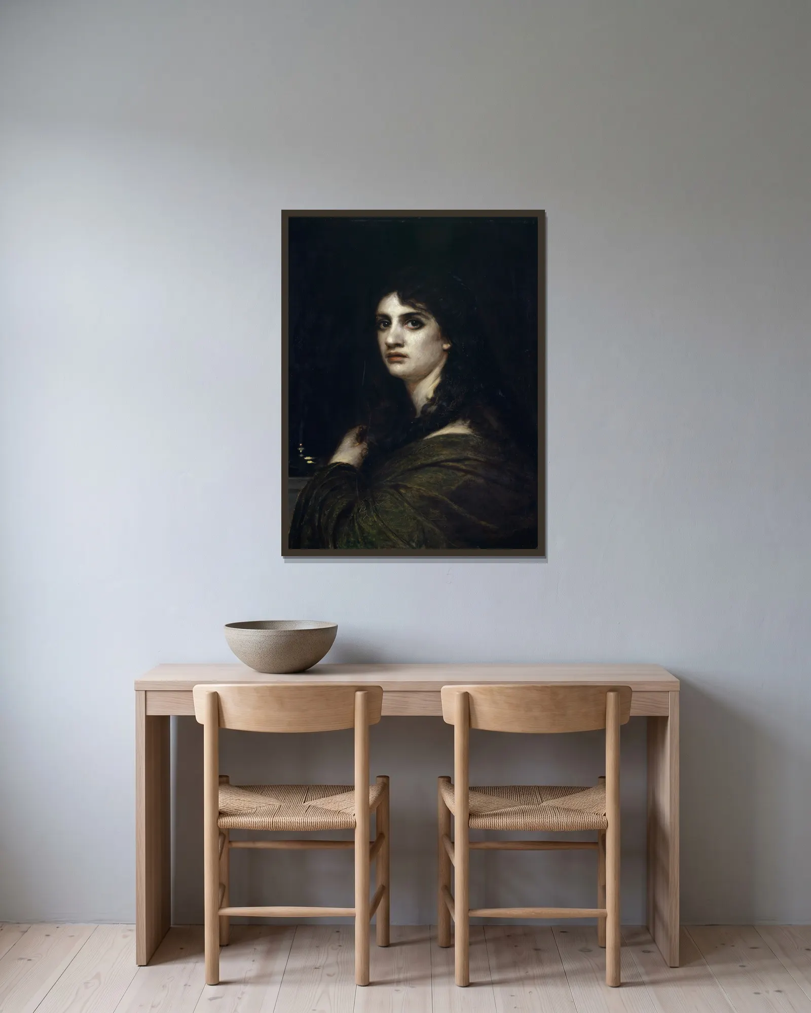 Melancholy av Arnold Böcklin inramad på en vägg